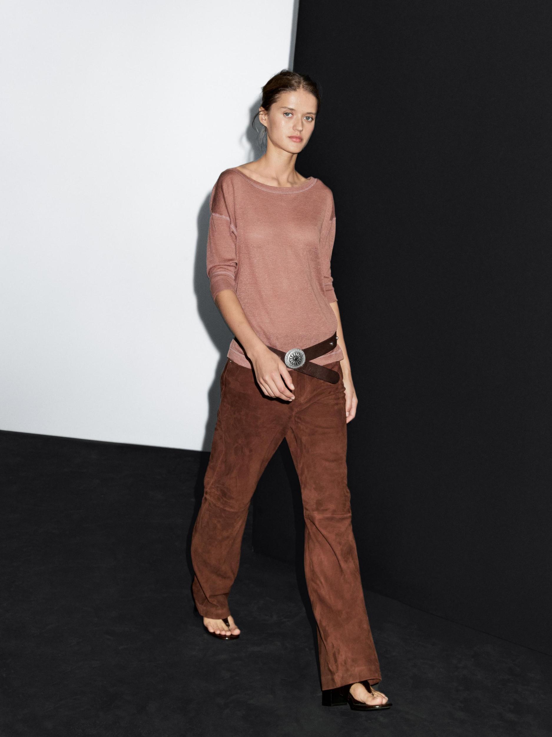Suede leather trousers Product Image