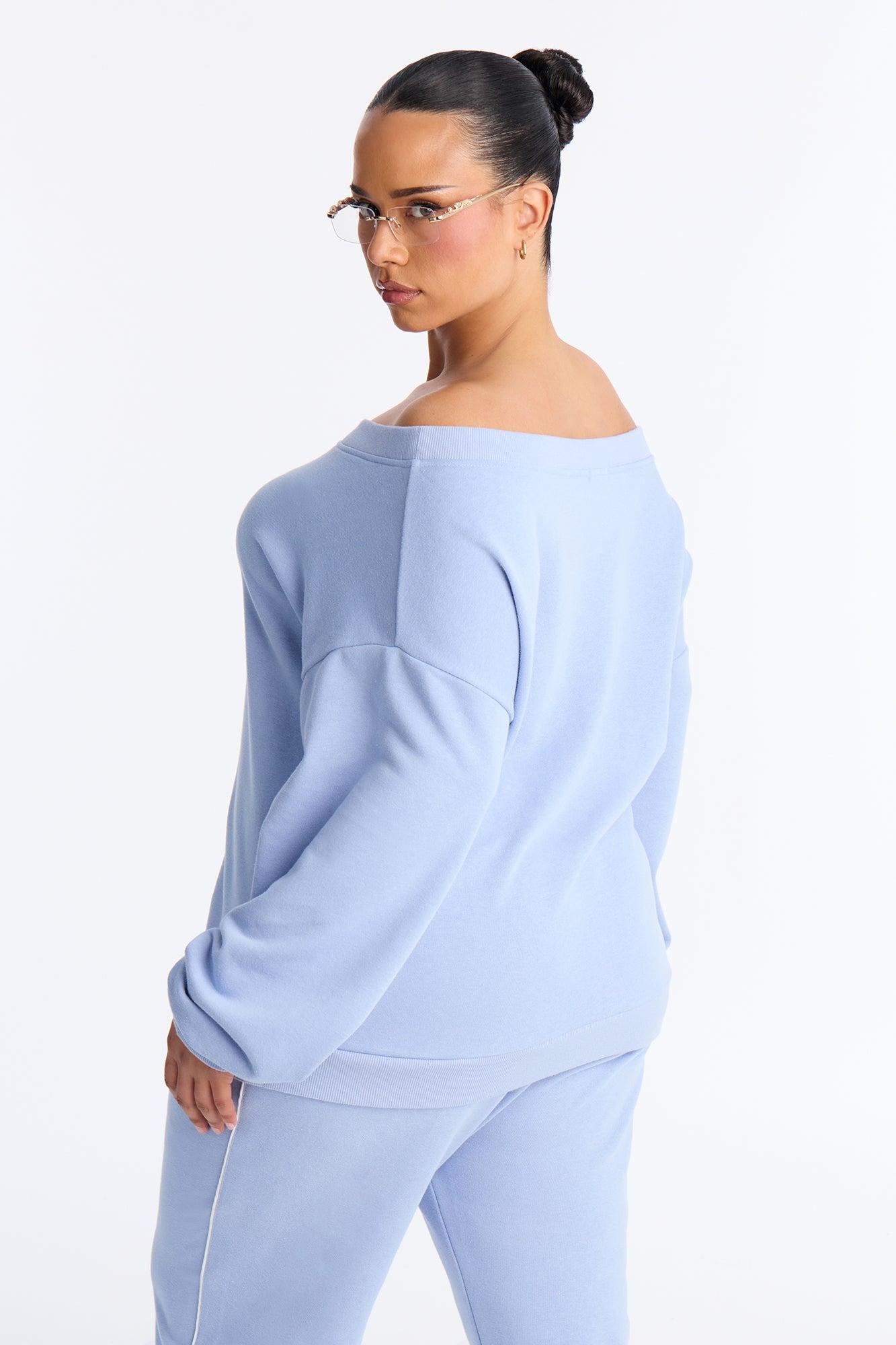 Olivia Fleece Off Shoulder Sweatshirt - Periwinkle Female Product Image