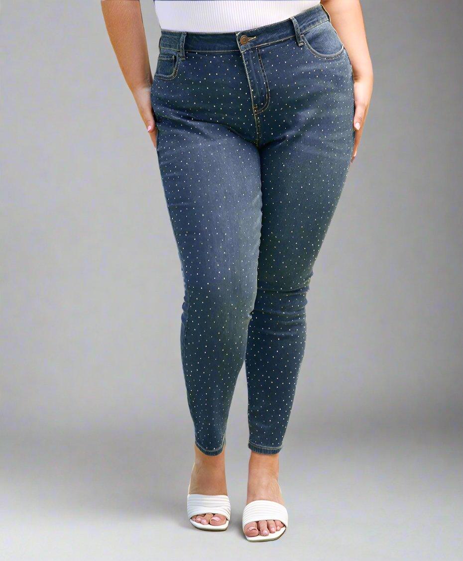 Westport 5 Pocket High Rise Rhinestone Skinny Jeans - Plus Product Image