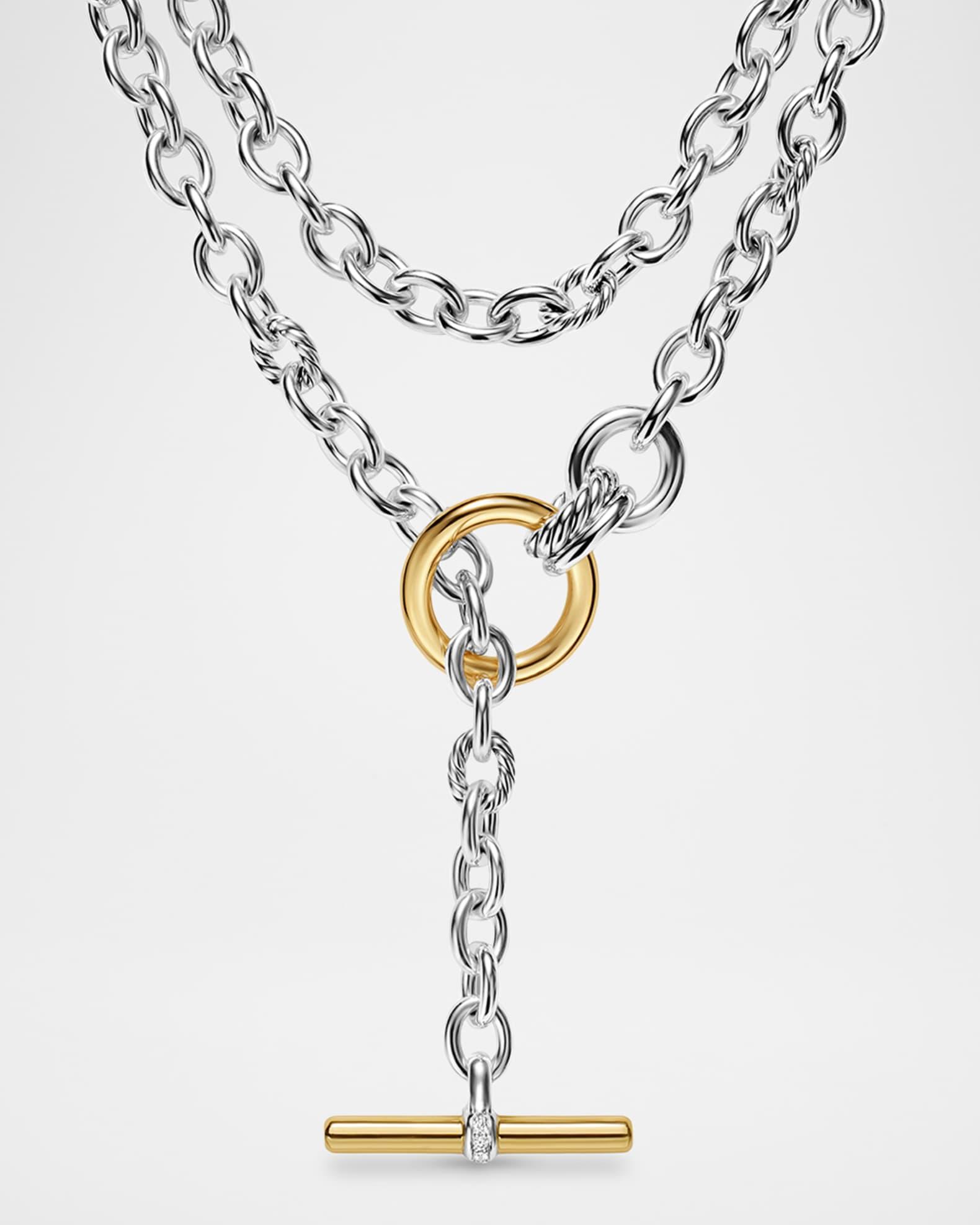 Mercer Double Row Toggle Necklace with Diamonds in Silver and 18K Gold, 5mm Product Image