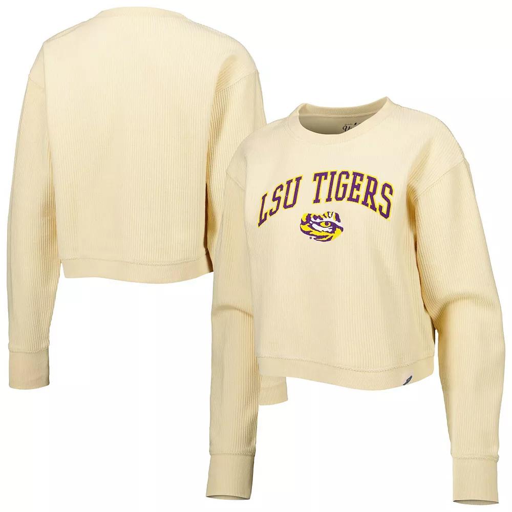 Women's League Collegiate Wear Cream LSU Tigers Classic Campus Corded Timber Sweatshirt,  Product Image