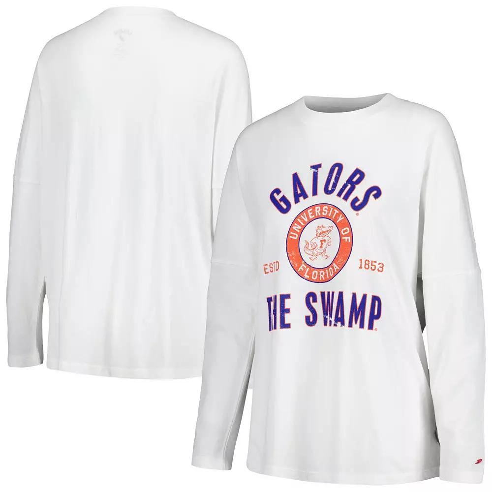 Women's League Collegiate Wear White Florida Gators Clothesline Oversized Long Sleeve T-Shirt, Size: Large Product Image
