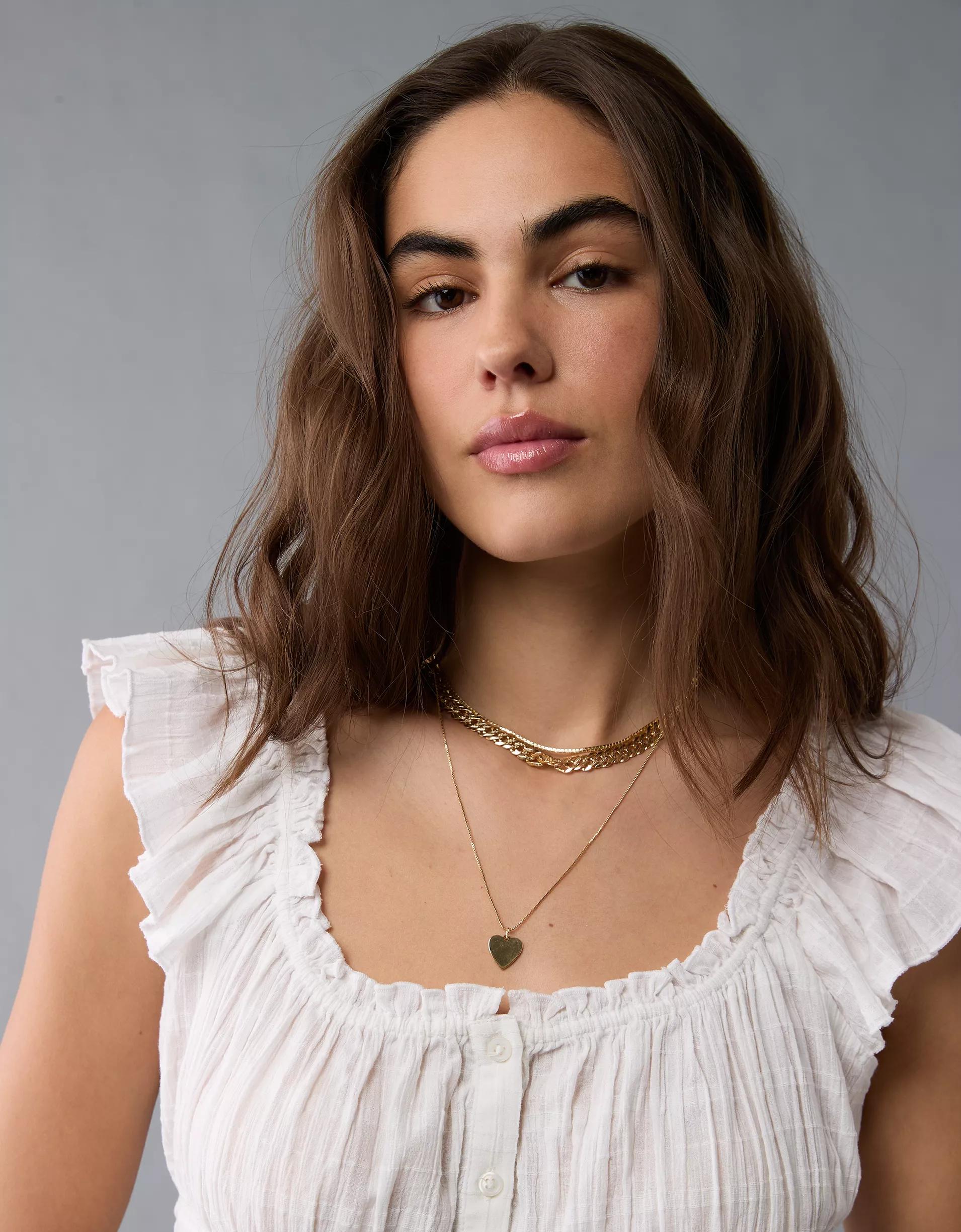 AE Ruched Flutter Sleeve Shirt Product Image