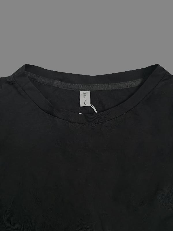 Simple Loose Black Split-Joint Long Sleeves Midi Dress Product Image