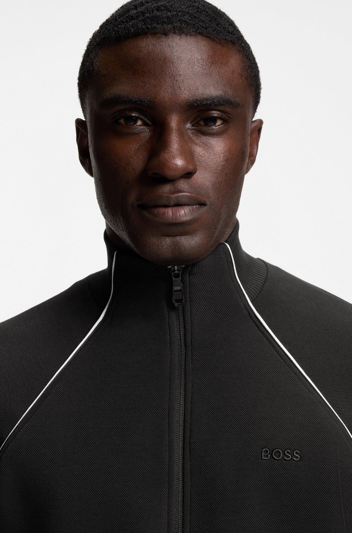 Contrast-piping sweatshirt in a cotton blend Product Image