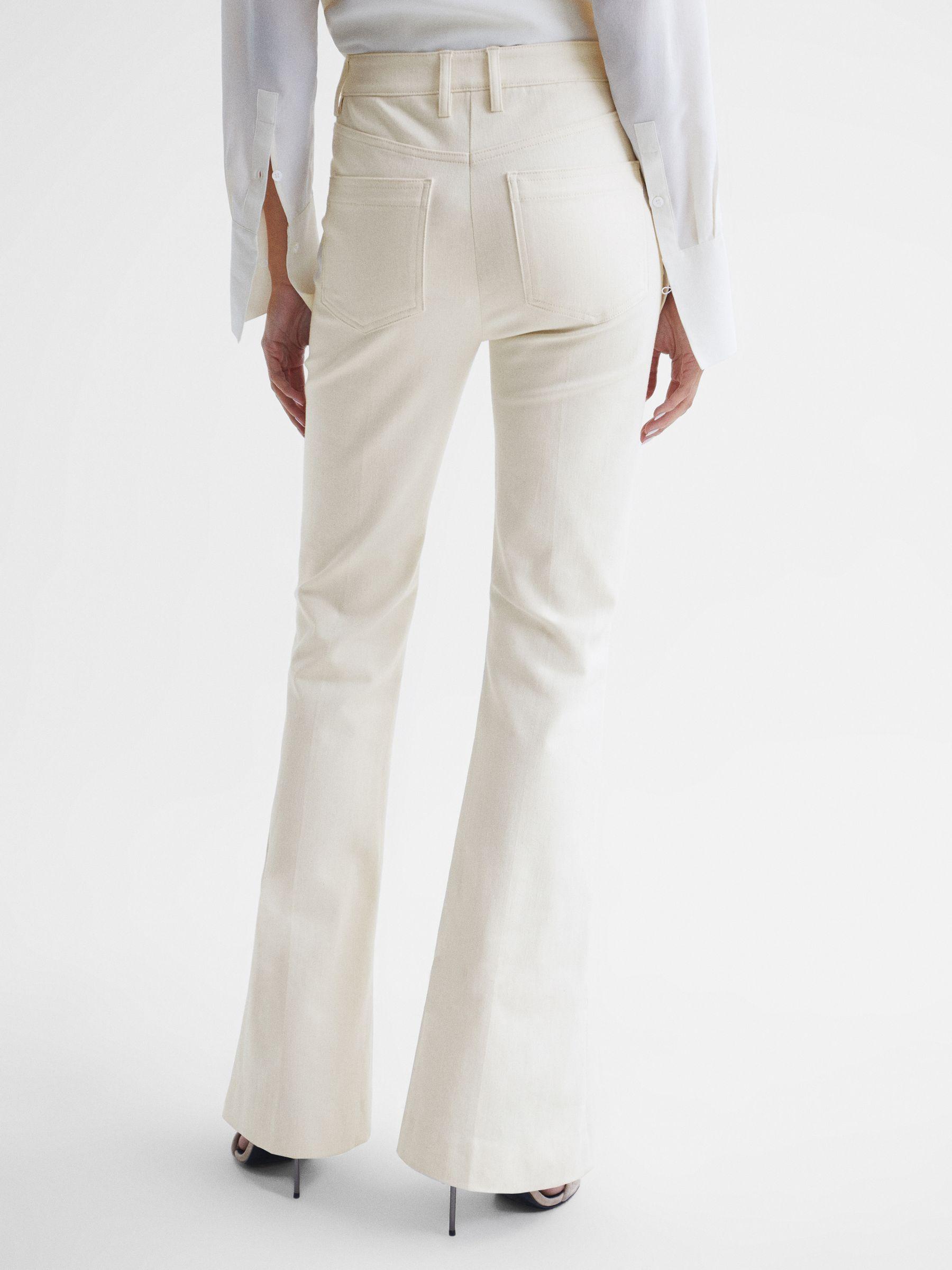 High Rise Flared Trousers in Cream Product Image