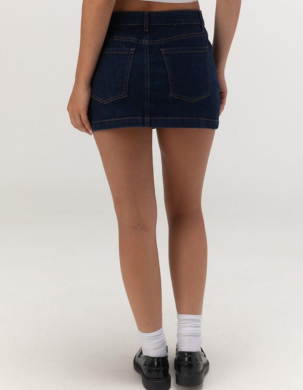 RSQ Womens Low Rise Denim Mini Skirt - DARK RINSE Product Image
