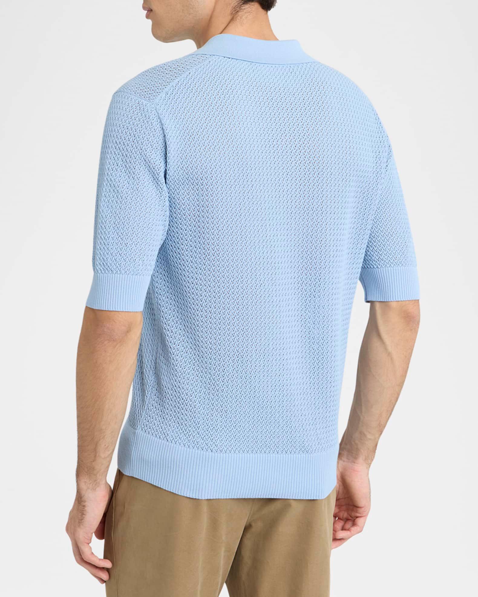 Men's Cotton Mesh Knit Johnny Collar Polo Shirt Product Image