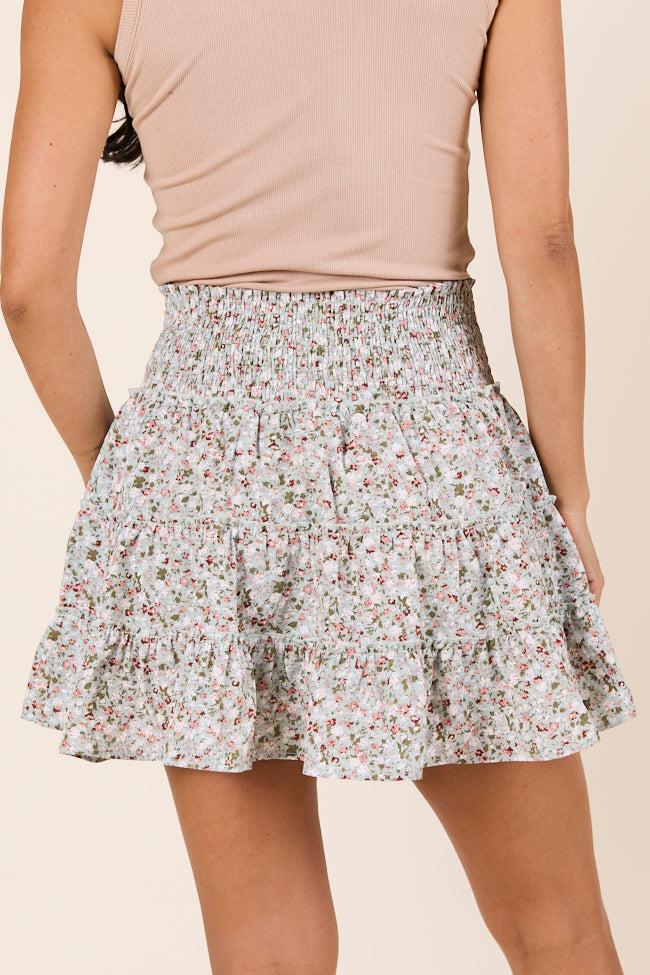 Through the Garden Sage White Floral Skort Product Image