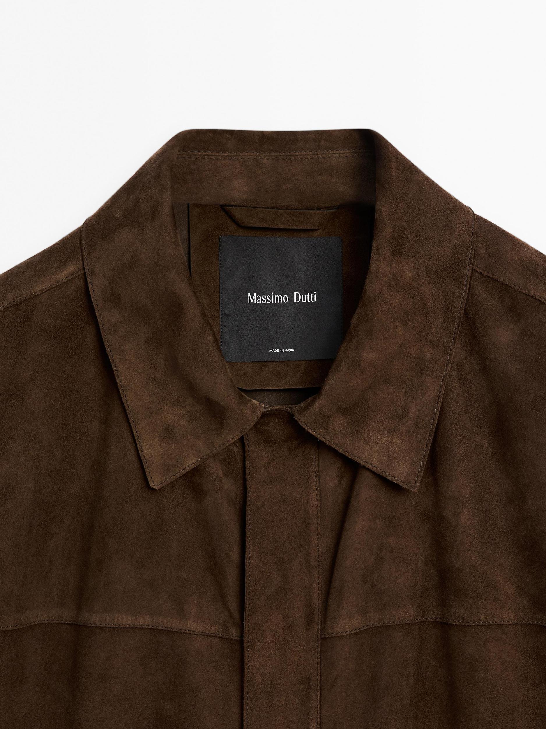 Lightweight suede leather overshirt Product Image