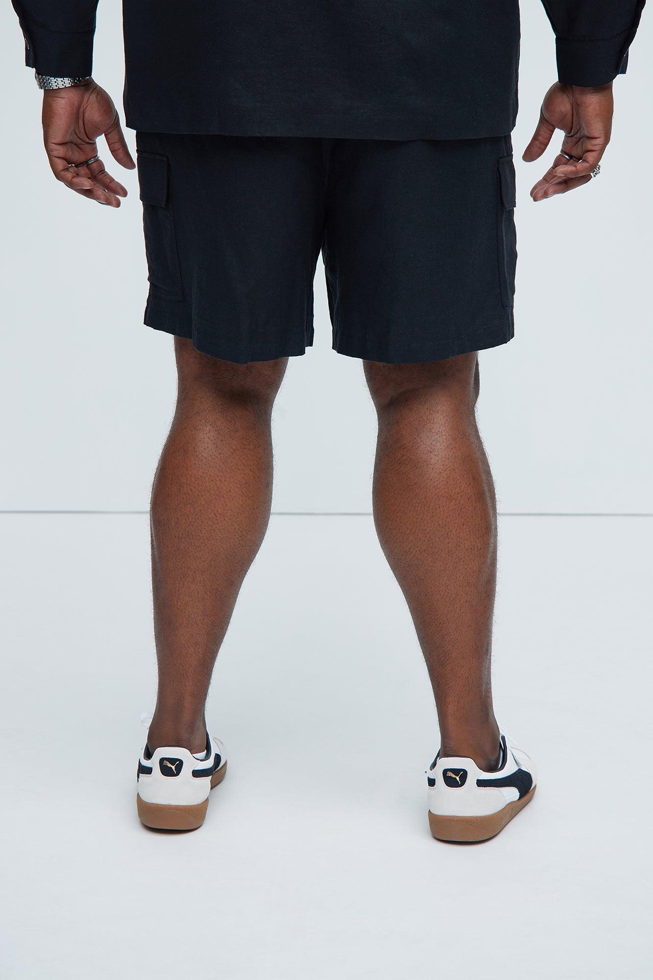 Bahamas Linen Cargo Shorts - Black Product Image