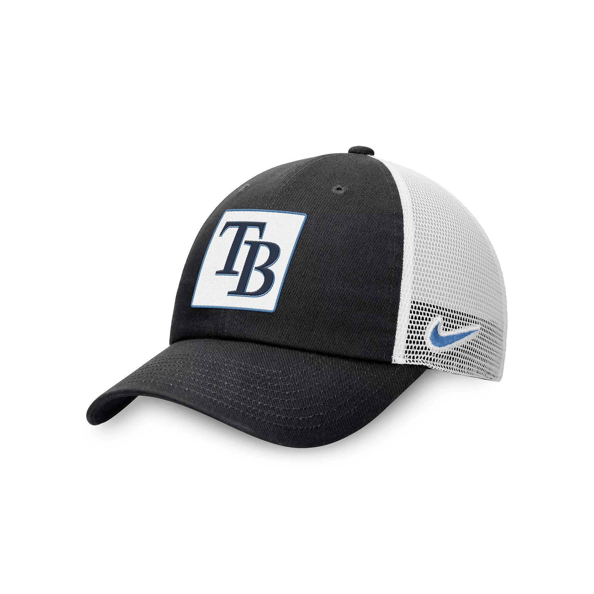 Men's Nike  Black Tampa Bay Rays Rise Adjustable Trucker Hat, Size: Medium/Large Product Image
