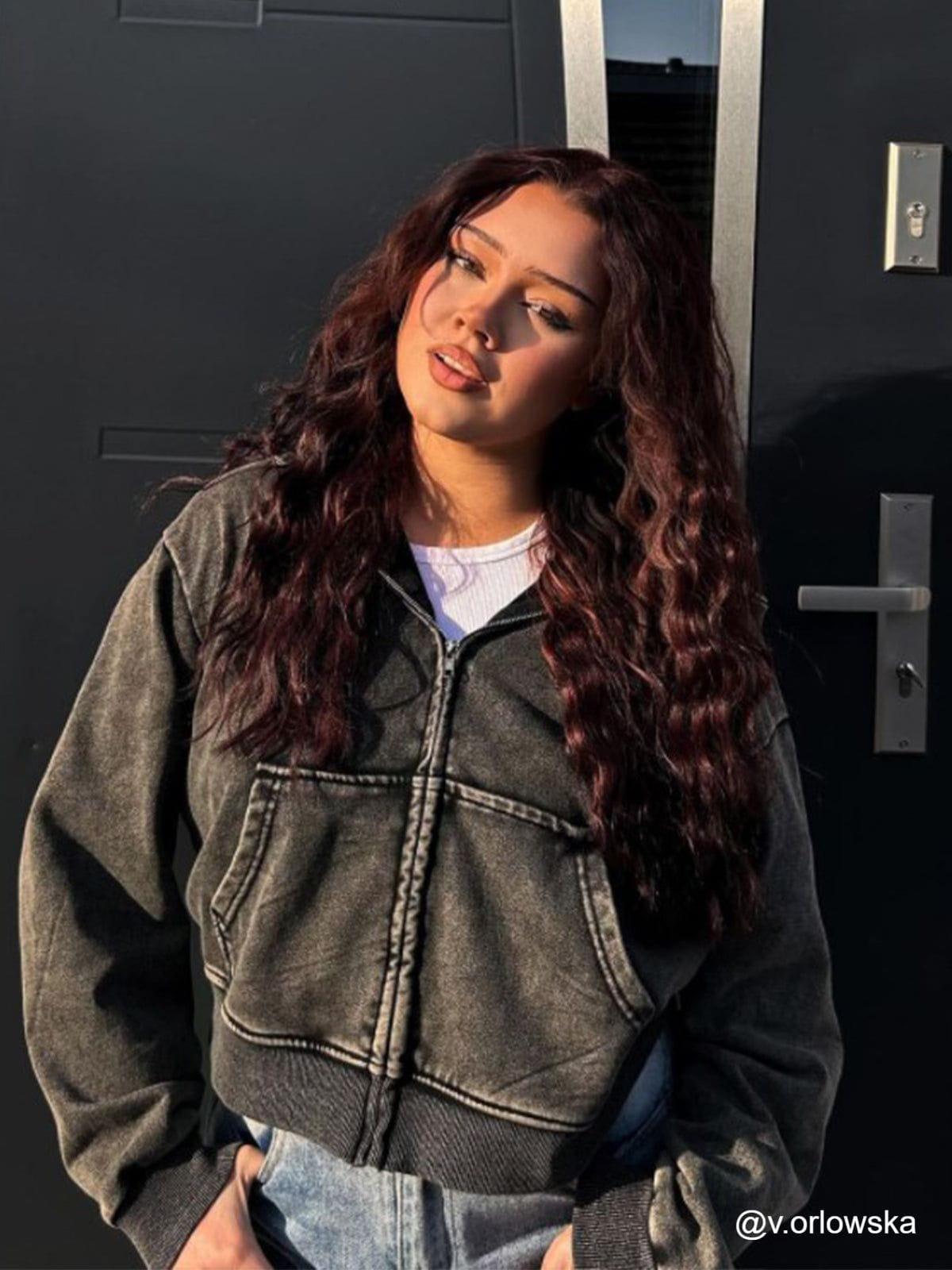 Aelfric Eden Cropped Solid Zip Up Hoodie Female Product Image