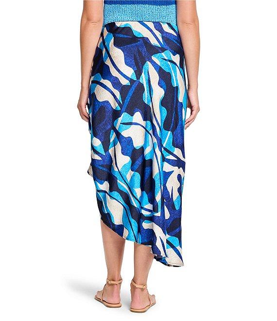NIC + ZOE Aqua Surf Mid Rise Side Ruched Asymmetrical Skirt Product Image