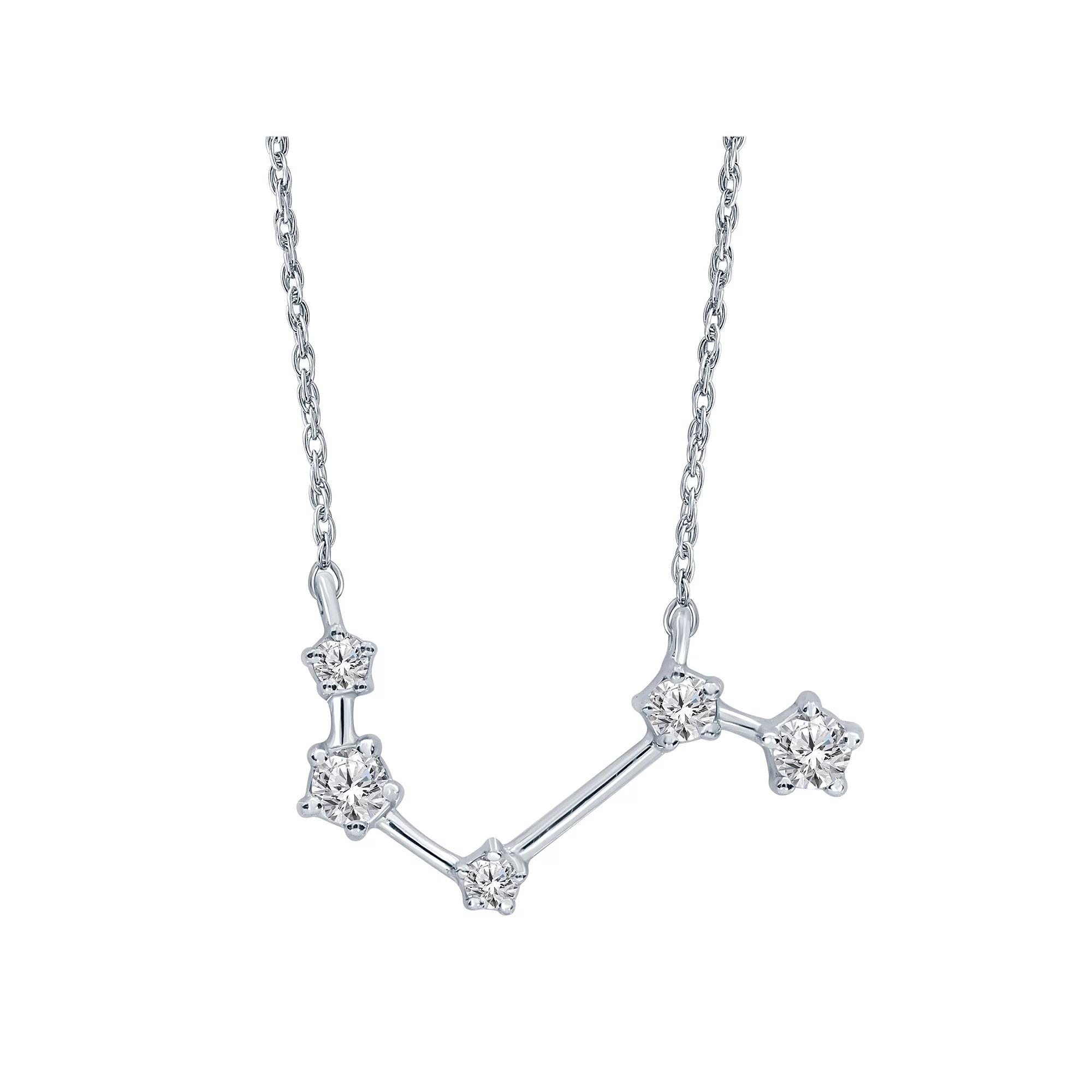 Sterling Silver 1/5 Carat T.W. Diamond Constellation Necklace, Women's, Size: 18", Scorpio Product Image