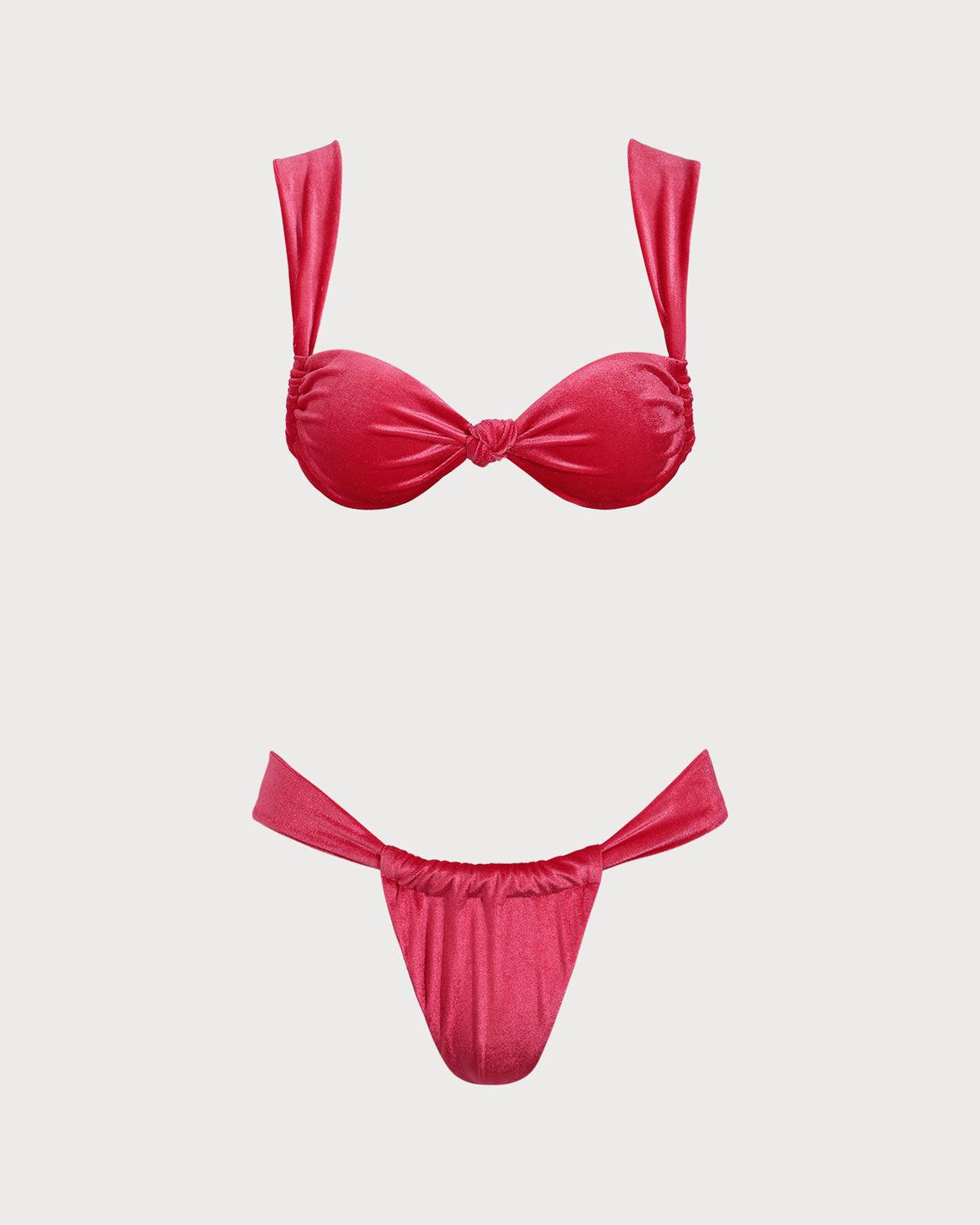 Pink Velvet Twist Bikini Set Product Image