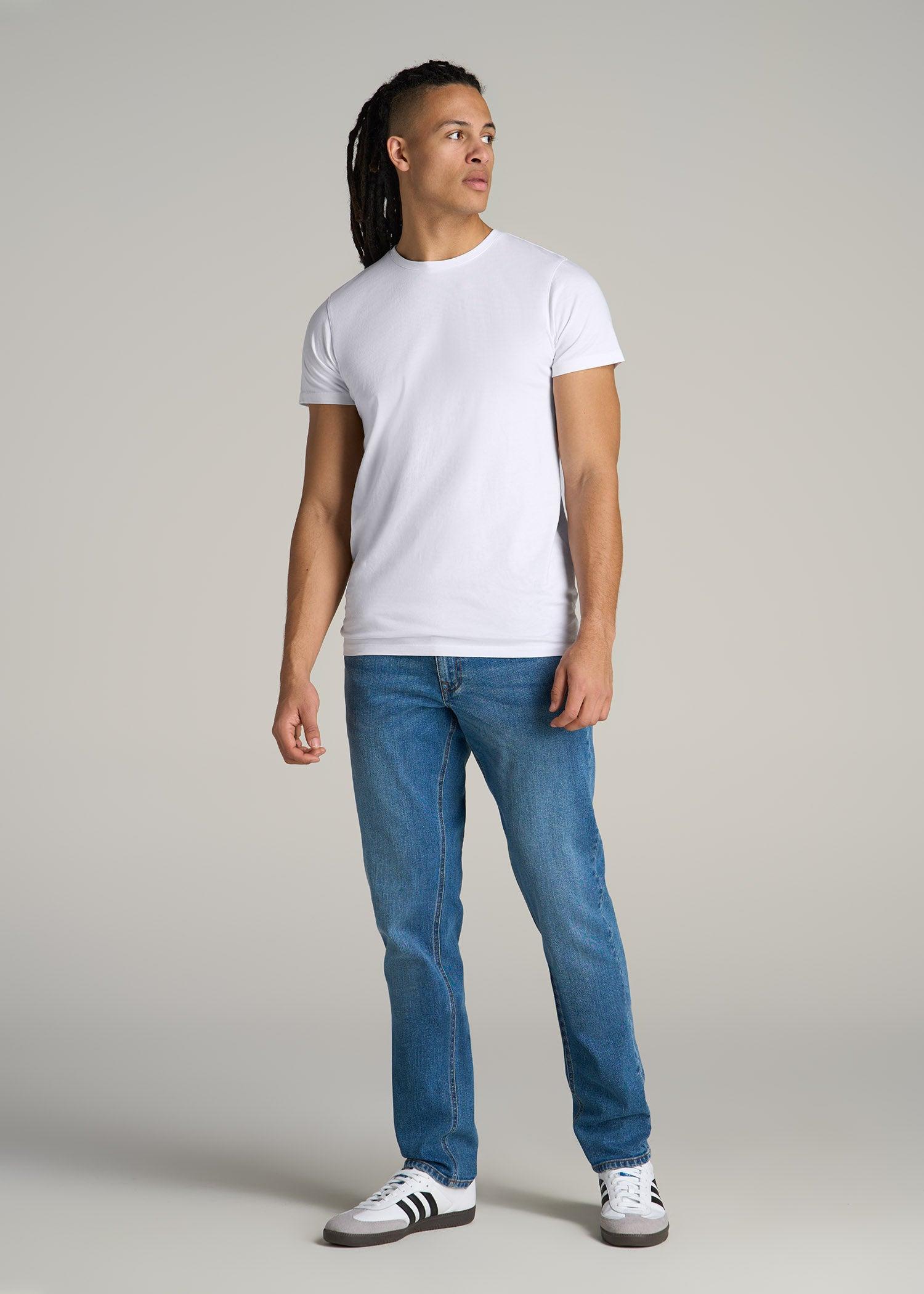 Modern Fit Garment Dyed Cotton T-Shirt for Tall Men in White Male Product Image