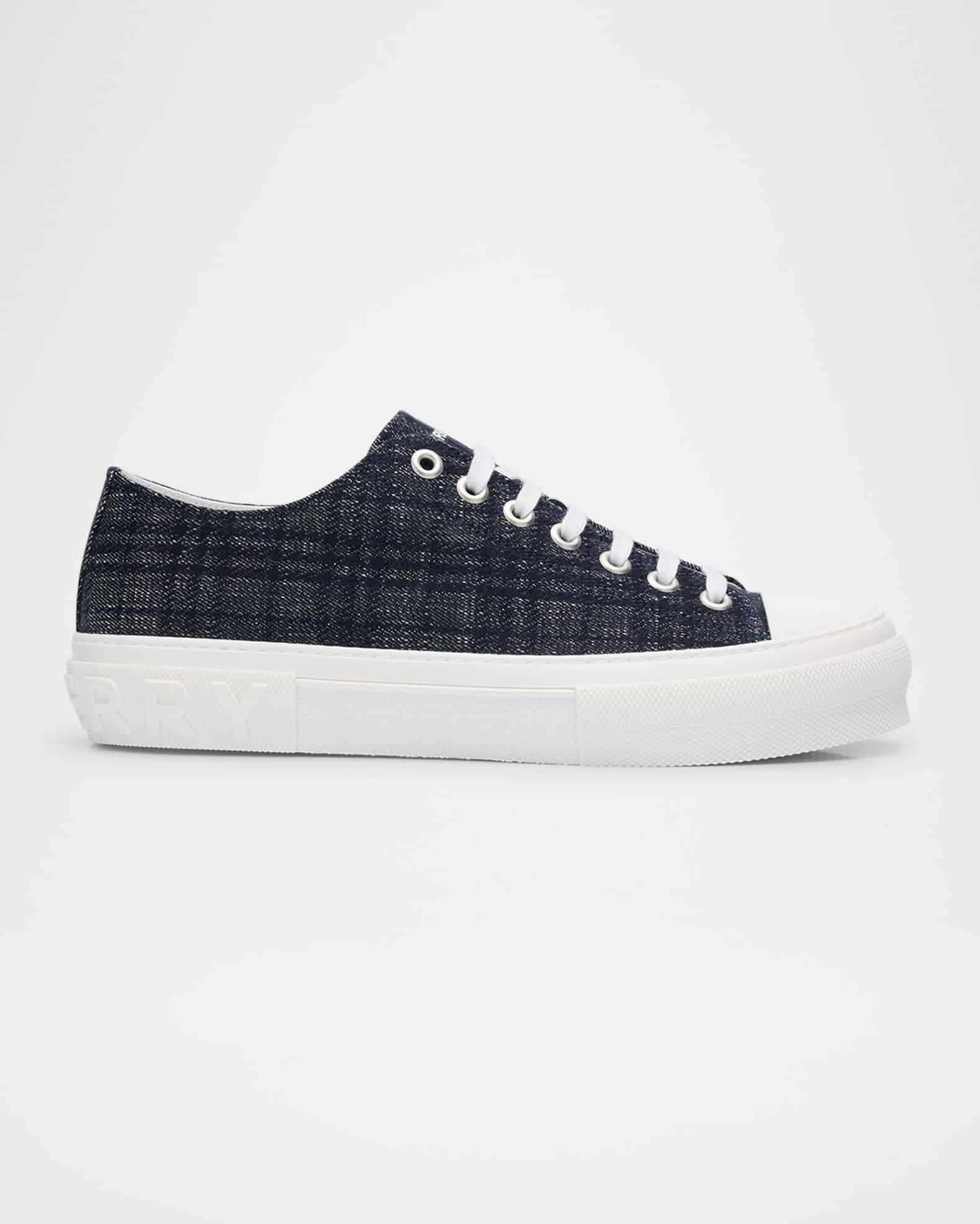 Men's Jack Tonal Check Denim Low-Top Sneakers Product Image