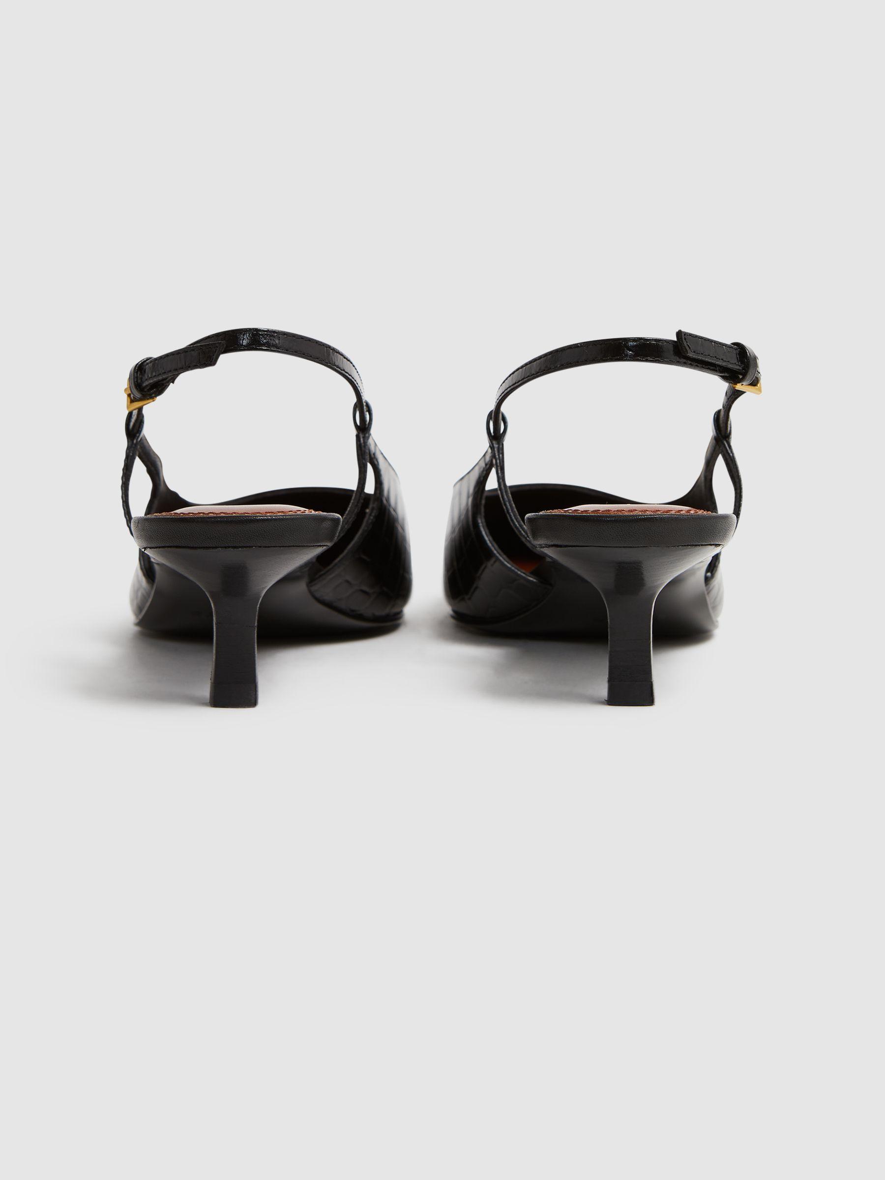 Leather Slingback Heels in Black Product Image