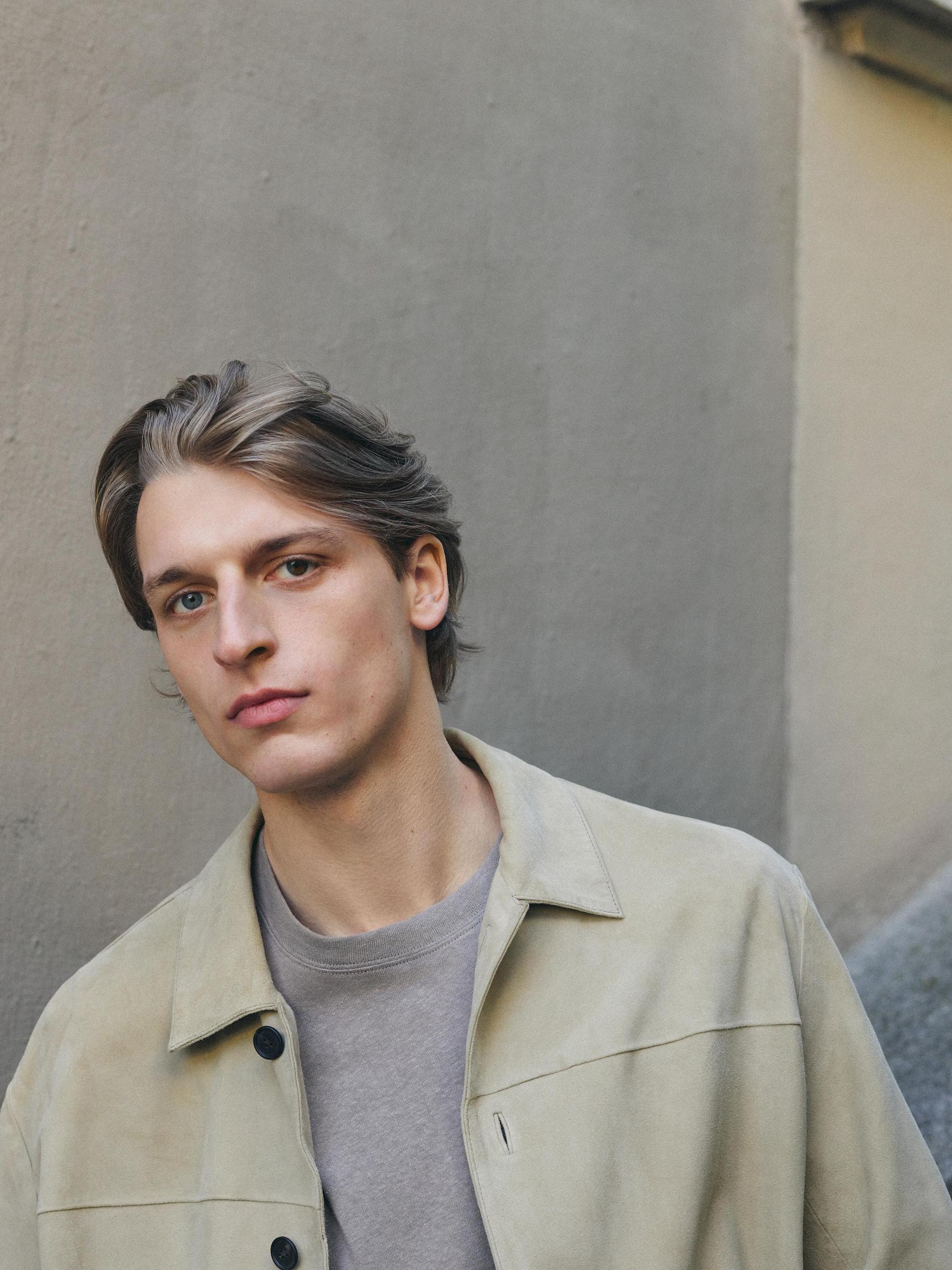 Short suede leather jacket Product Image