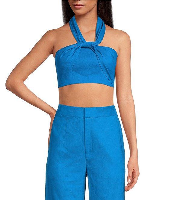 Gianni Bini Brea Linen Halter Neck Sleeveless Coordinating Blouse Product Image