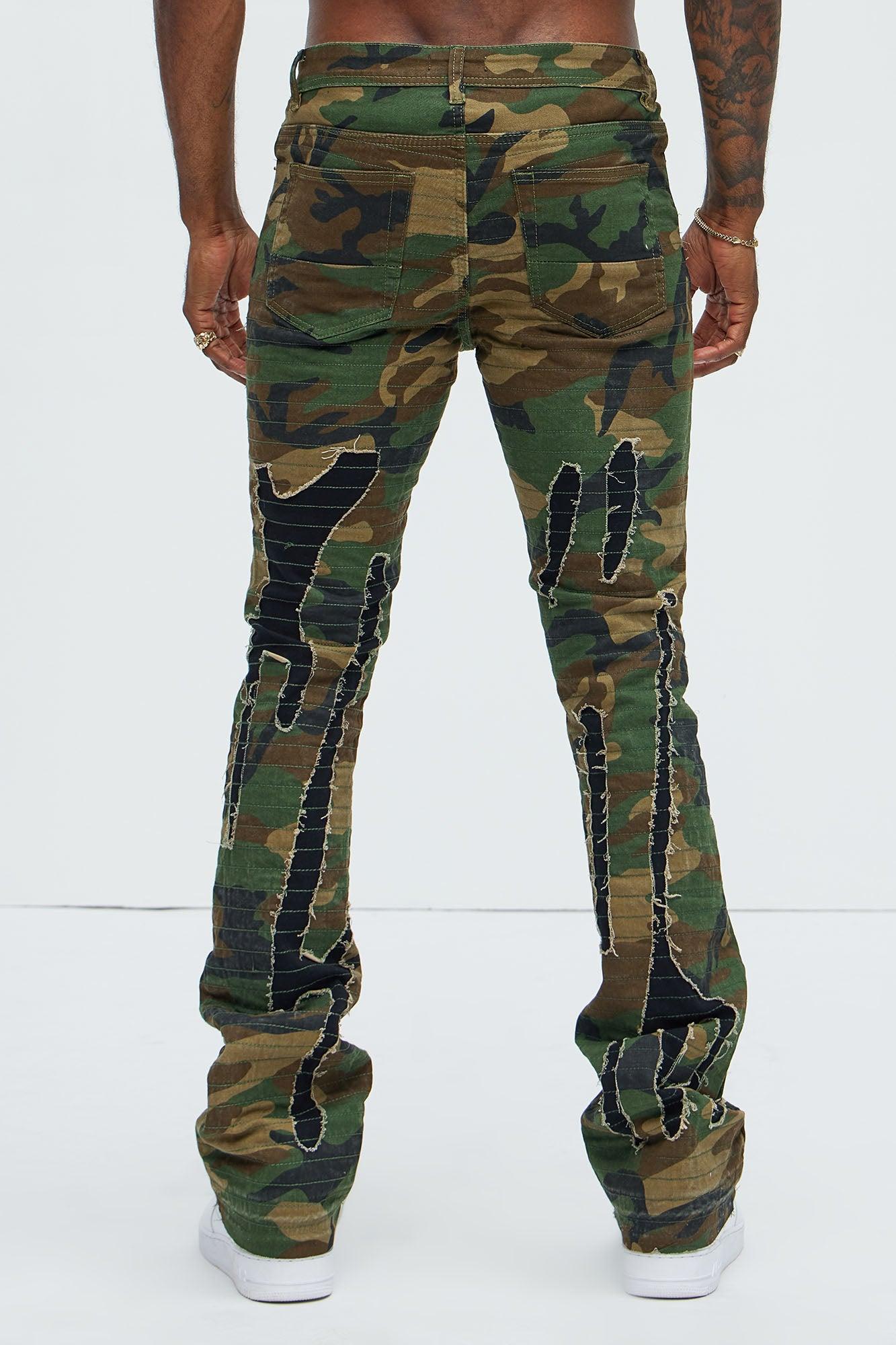 Stay Ready Stitched Slim Flare Pants - Camouflage Product Image