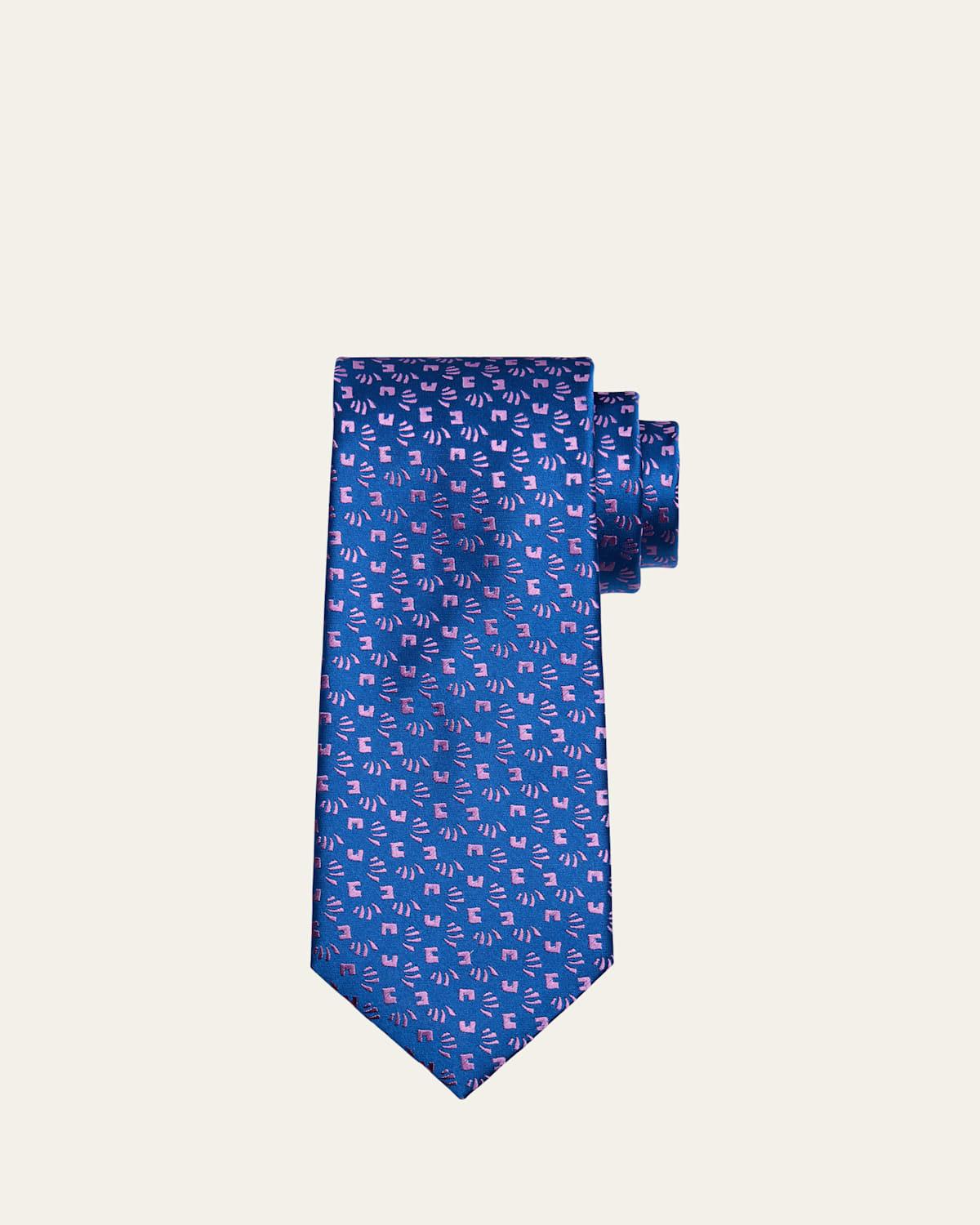 Mens Line-Pattern Silk Tie Product Image