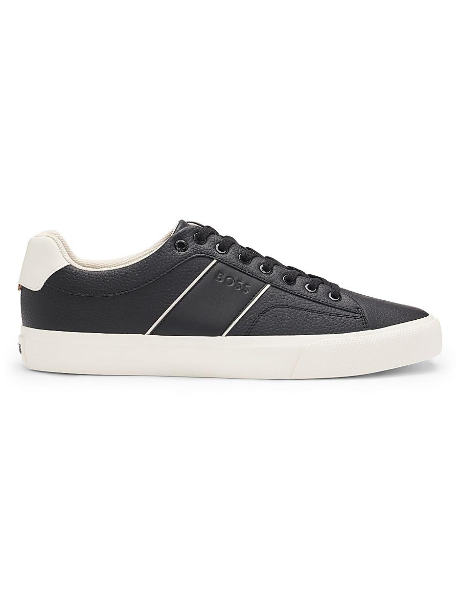 Mens Faux-Leather Trainer Sneakers Product Image