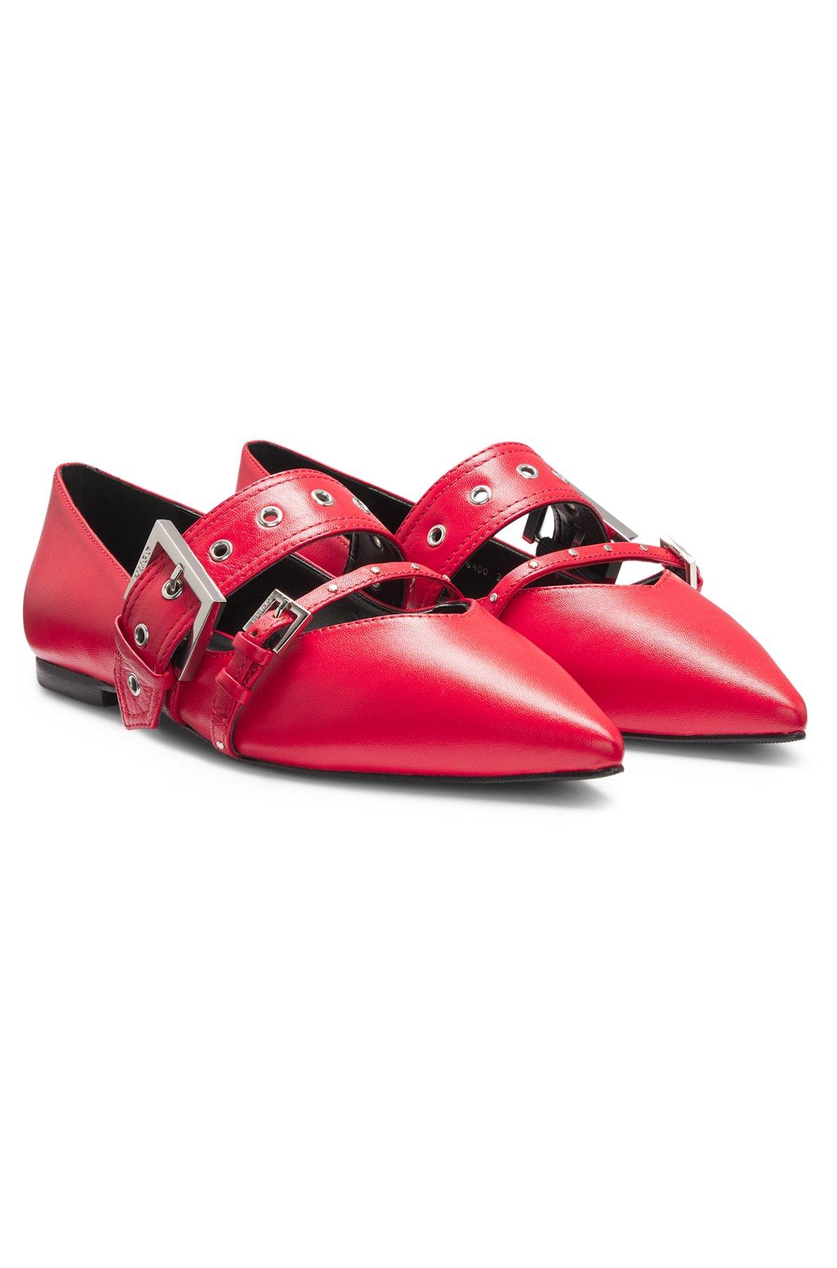 Nappa-leather ballerina pumps with buckled straps Product Image