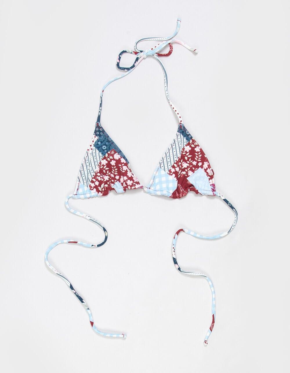 FULL TILT Textured Reversible Triangle Bikini Top - MULTI Product Image