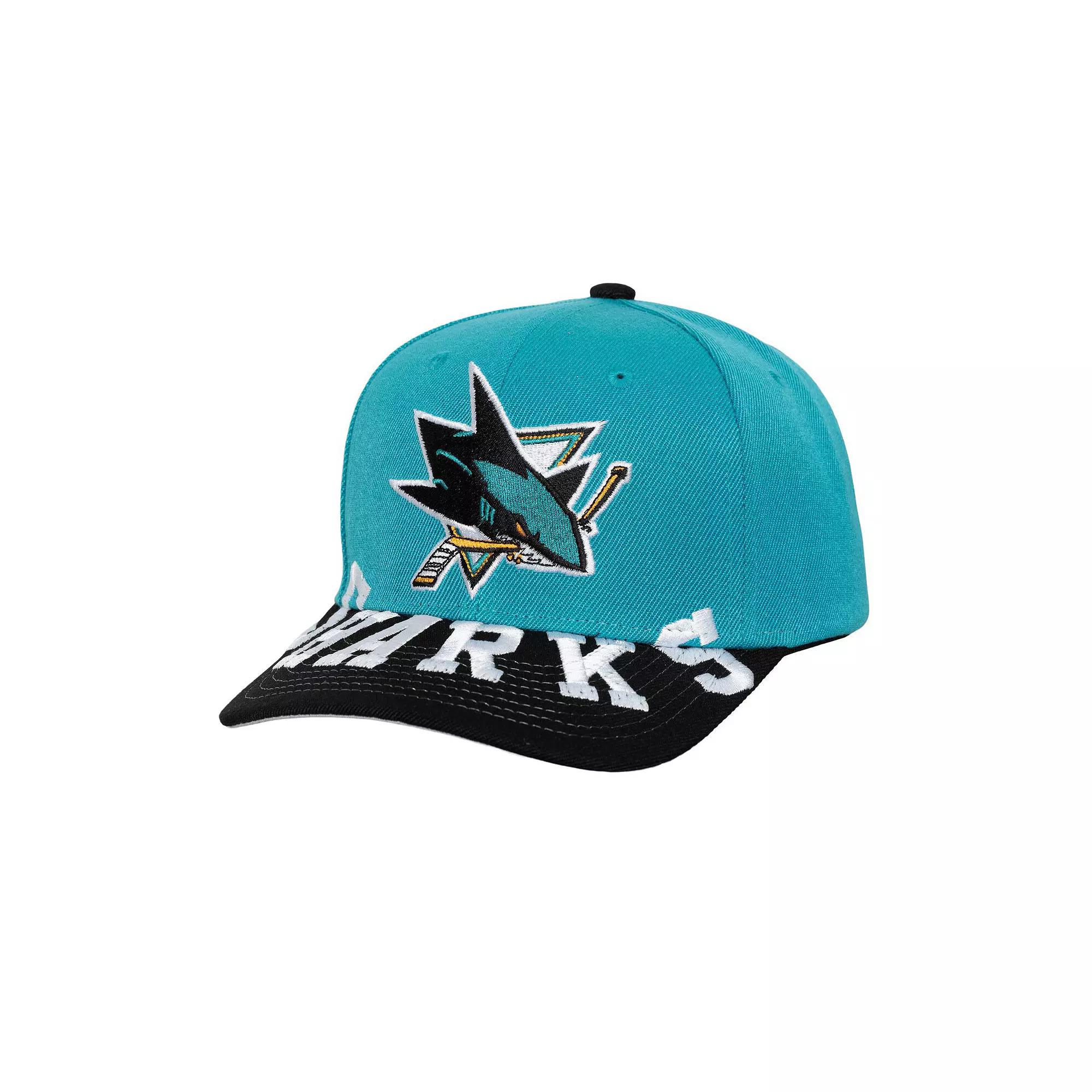 Men's Mitchell & Ness Teal/Black San Jose Sharks Underarch Two-Tone Pro Crown Snapback Hat, Sks Blue Product Image