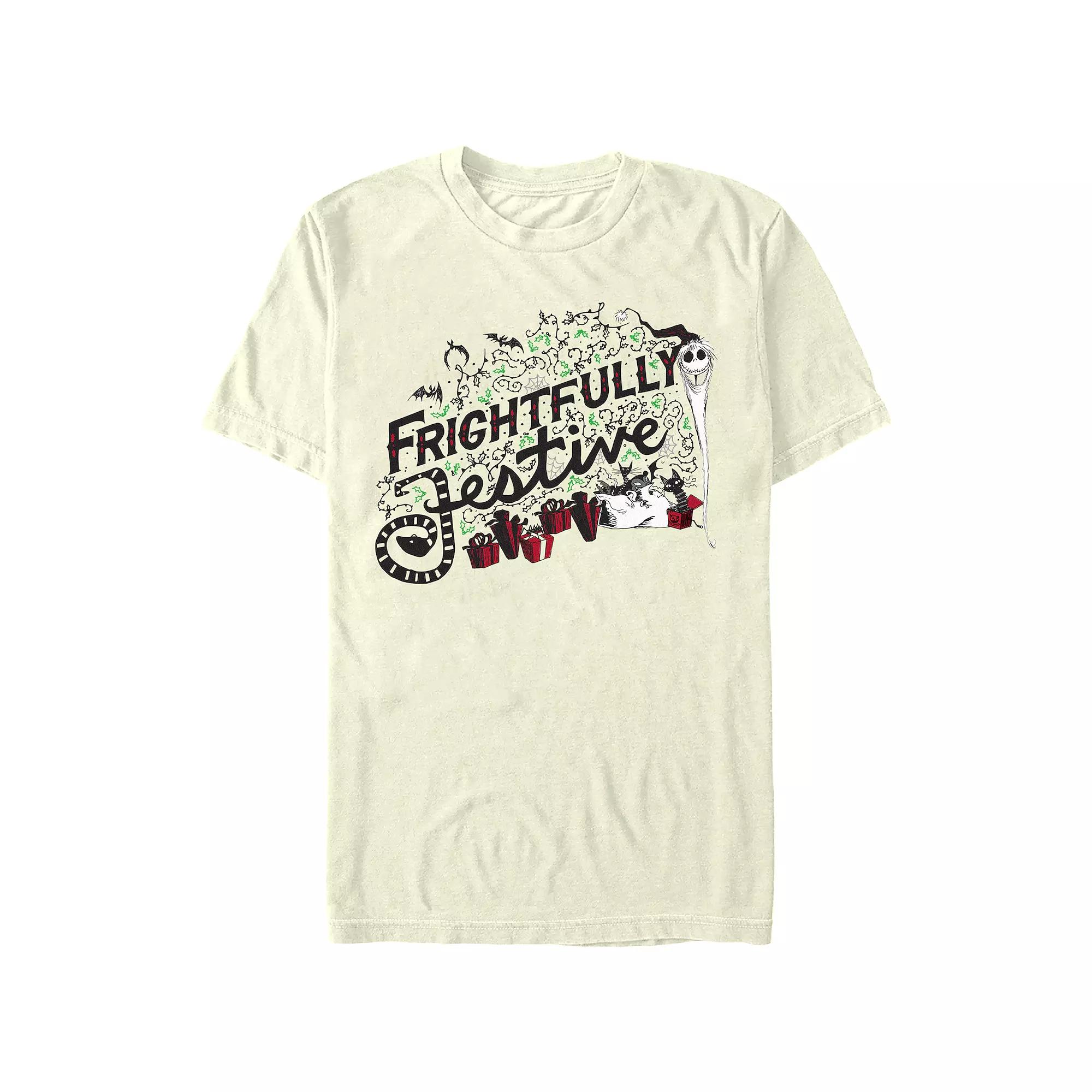 Disney's The Nightmare Before Christmas Frightfully Festive Men's Graphic Tee, Size: Medium, Natural Product Image