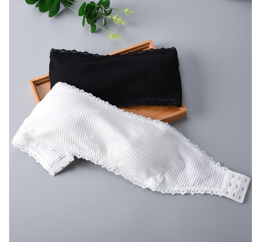 Strapless Plain Ribbed Bra Product Image