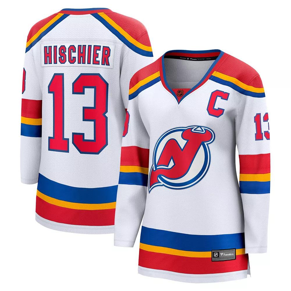 Women's Fanatics Nico Hischier White New Jersey Devils Captain Patch Special Edition 2.0 Breakaway Player Jersey,  Product Image