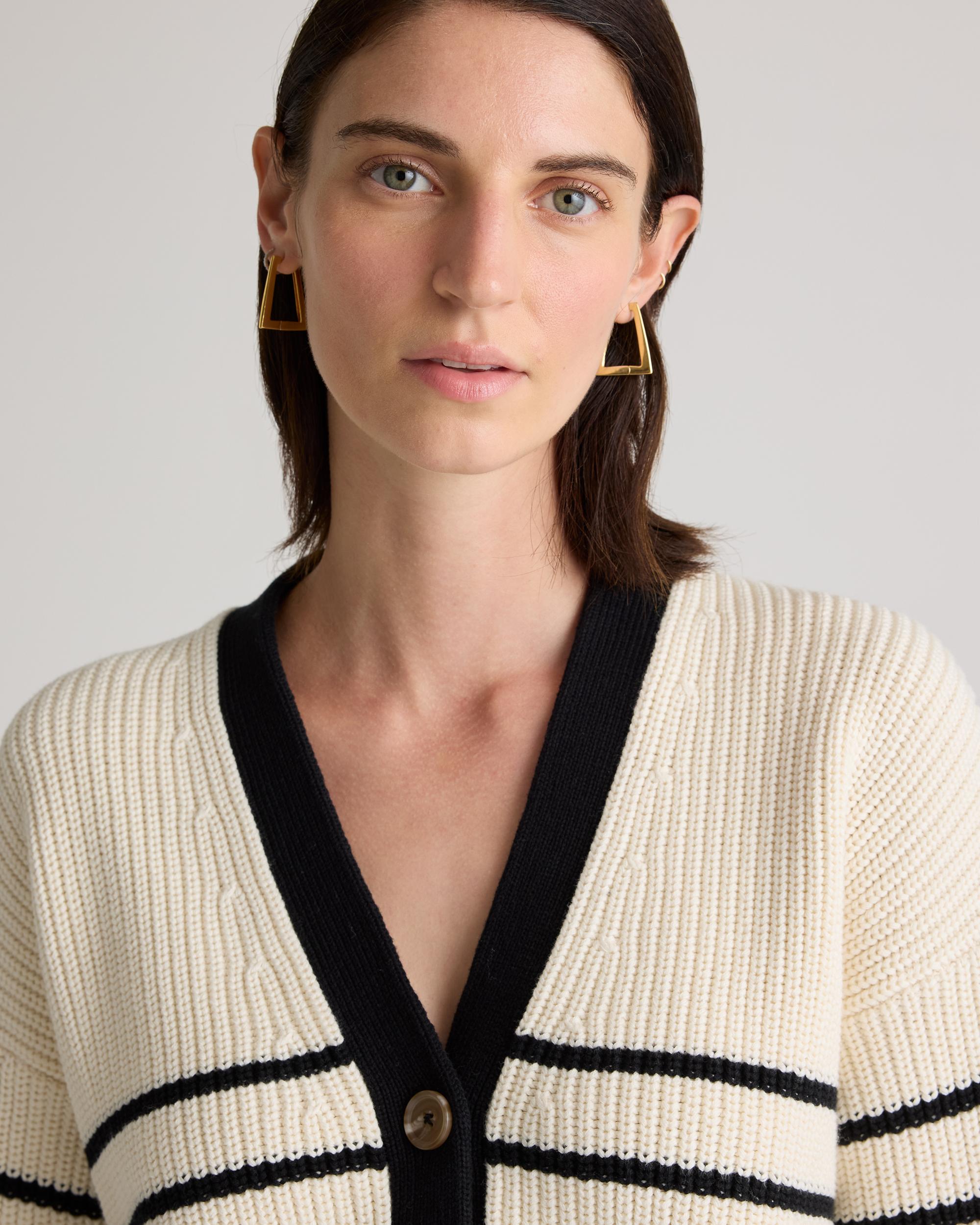 Quince | Women's Fisherman Boxy Cropped Cardigan Sweater Size XL, Organic Cotton Product Image