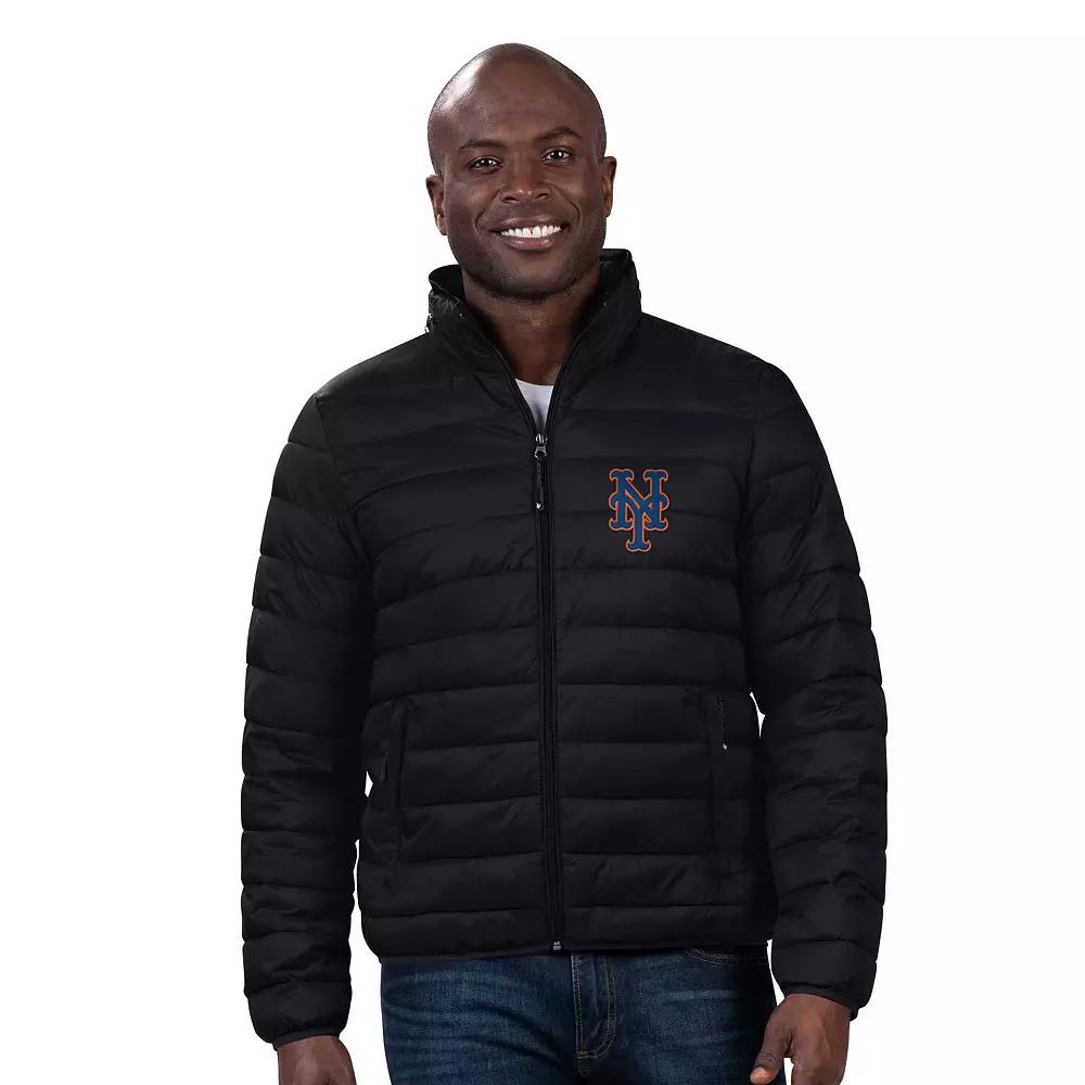 Men's G-III Sports by Carl Banks Black New York Mets Packable Neck Pillow Full-Zip Puffer Jacket,  Product Image