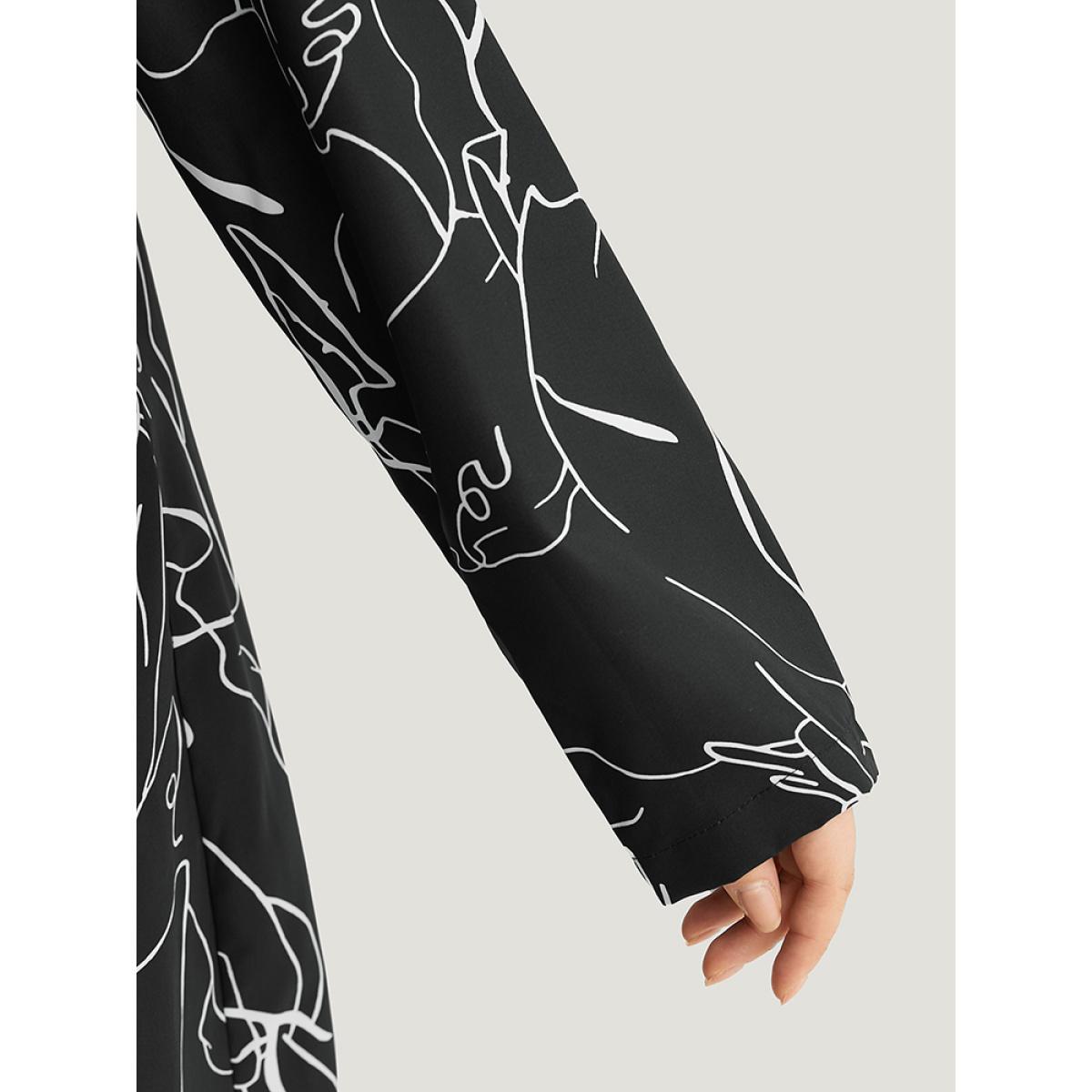 Plus Size Halloween Graffiti Print Open Front Maxi Coat Women Black Casual Contrast Ladies Dailywear Winter Coats BloomChic 22-24/3X Product Image