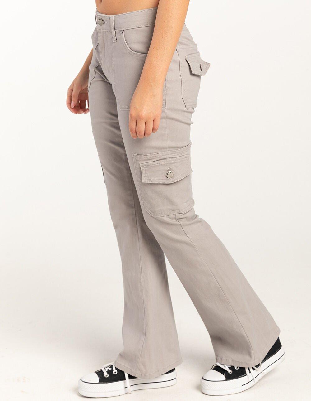 RSQ Womens Low Rise Cargo Flare Pants - LIGHT GRAY Product Image