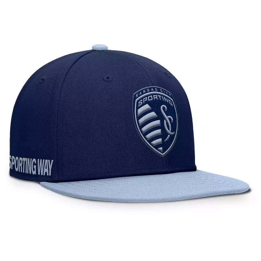 Men's Fanatics Navy Sporting Kansas City Sitter Snapback Hat, Blue Product Image