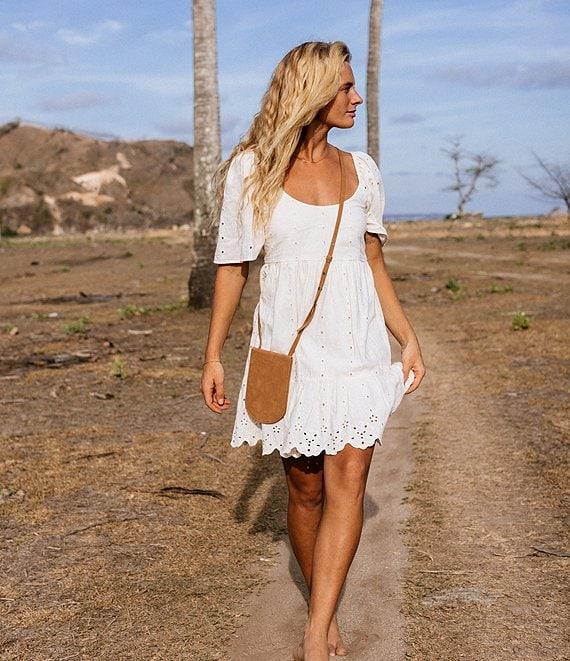 Rip Curl San Carlos La Joya Short Sleeve Linen Blend Babydoll Mini Dress Product Image