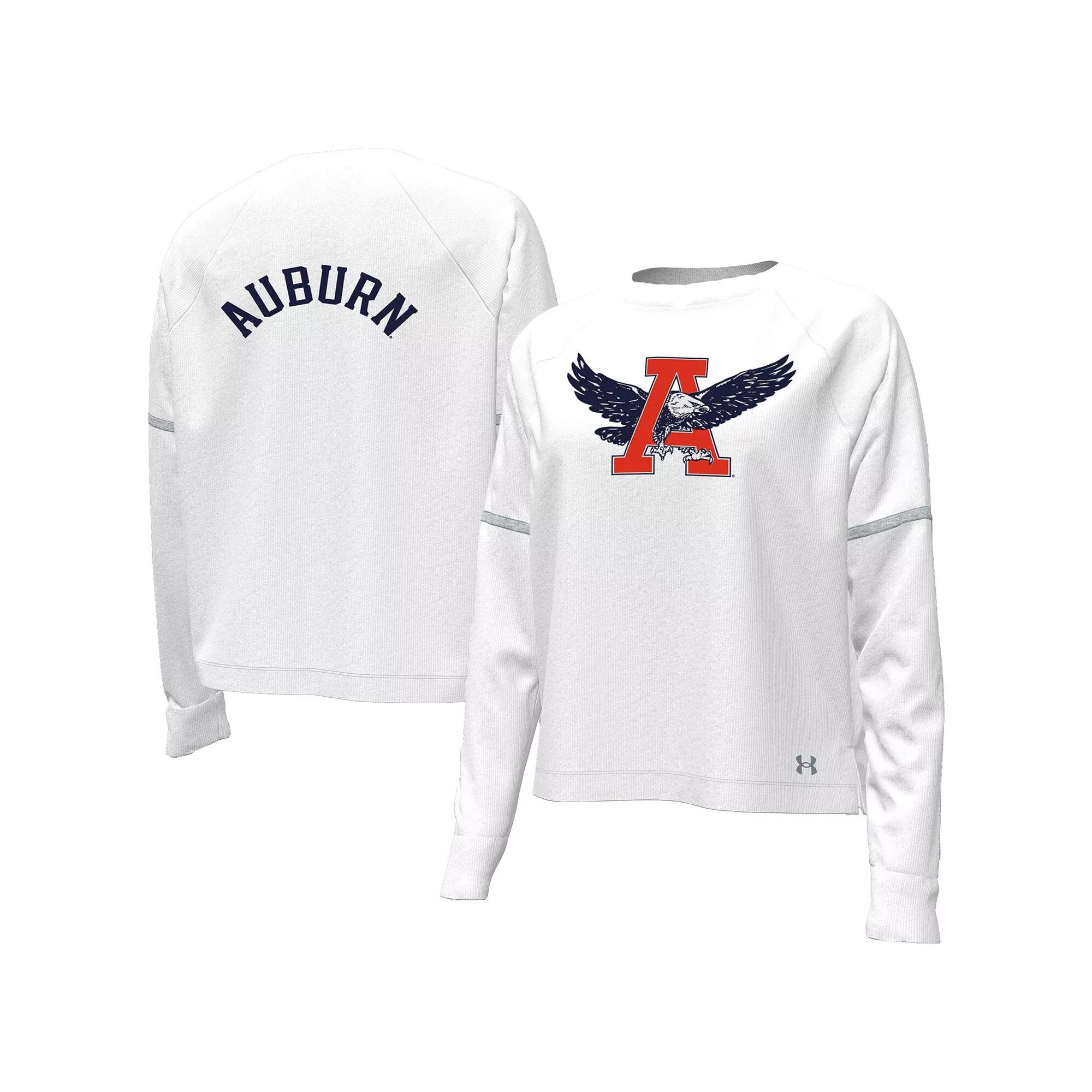 Women's Under Armour White Auburn Tigers Gameday Double Knit Pullover Sweatshirt, Size: Small Product Image
