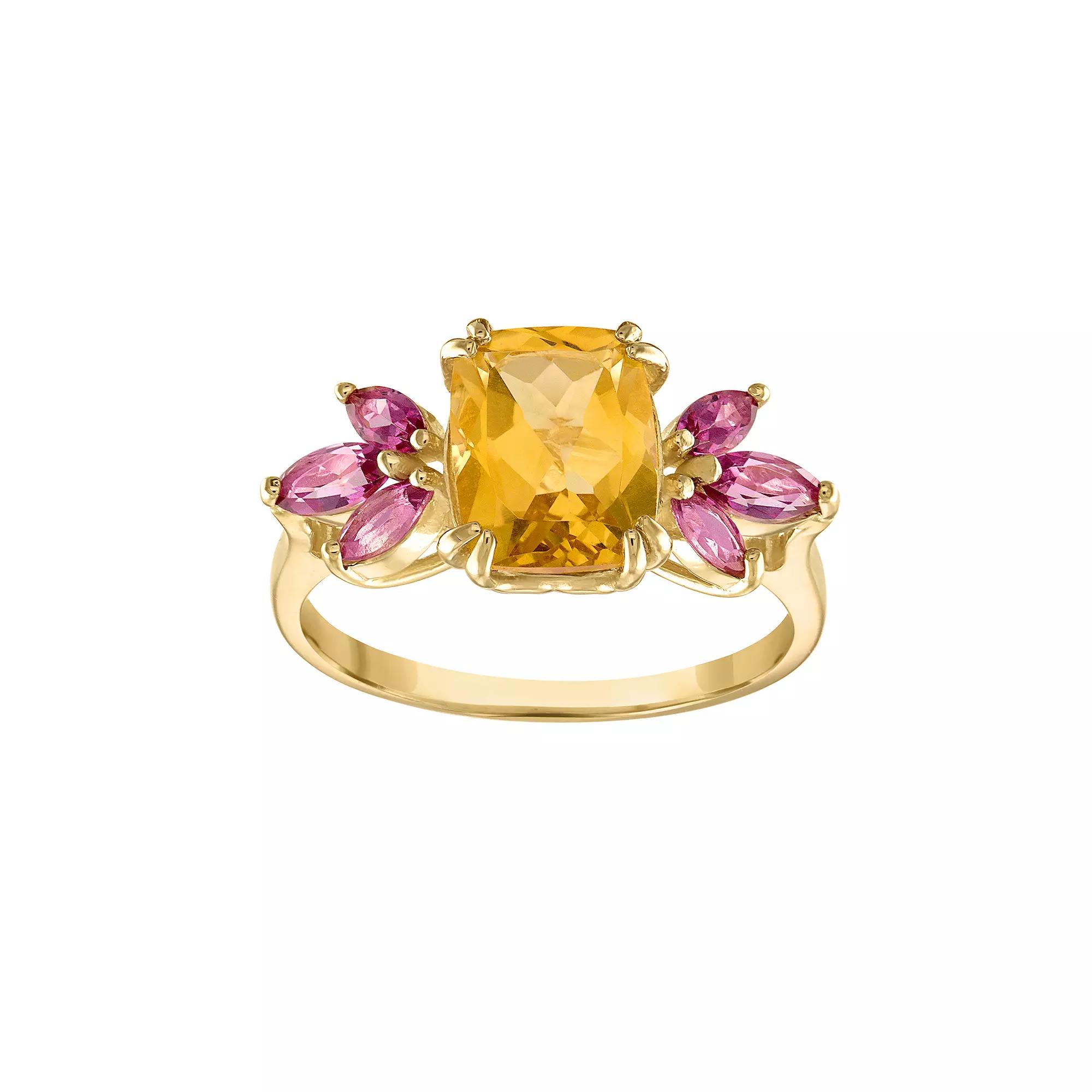 Tiara 10k Gold Citrine & Pink Topaz Ring, Womens Yellow Product Image