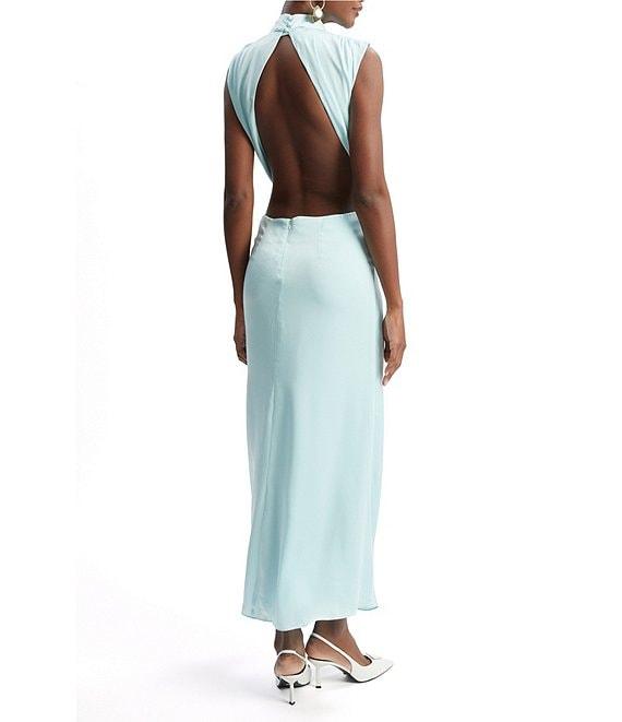 Bardot Delphine Mock Neck Sleeveless Cutout Open Back Sheath Maxi Dress Product Image