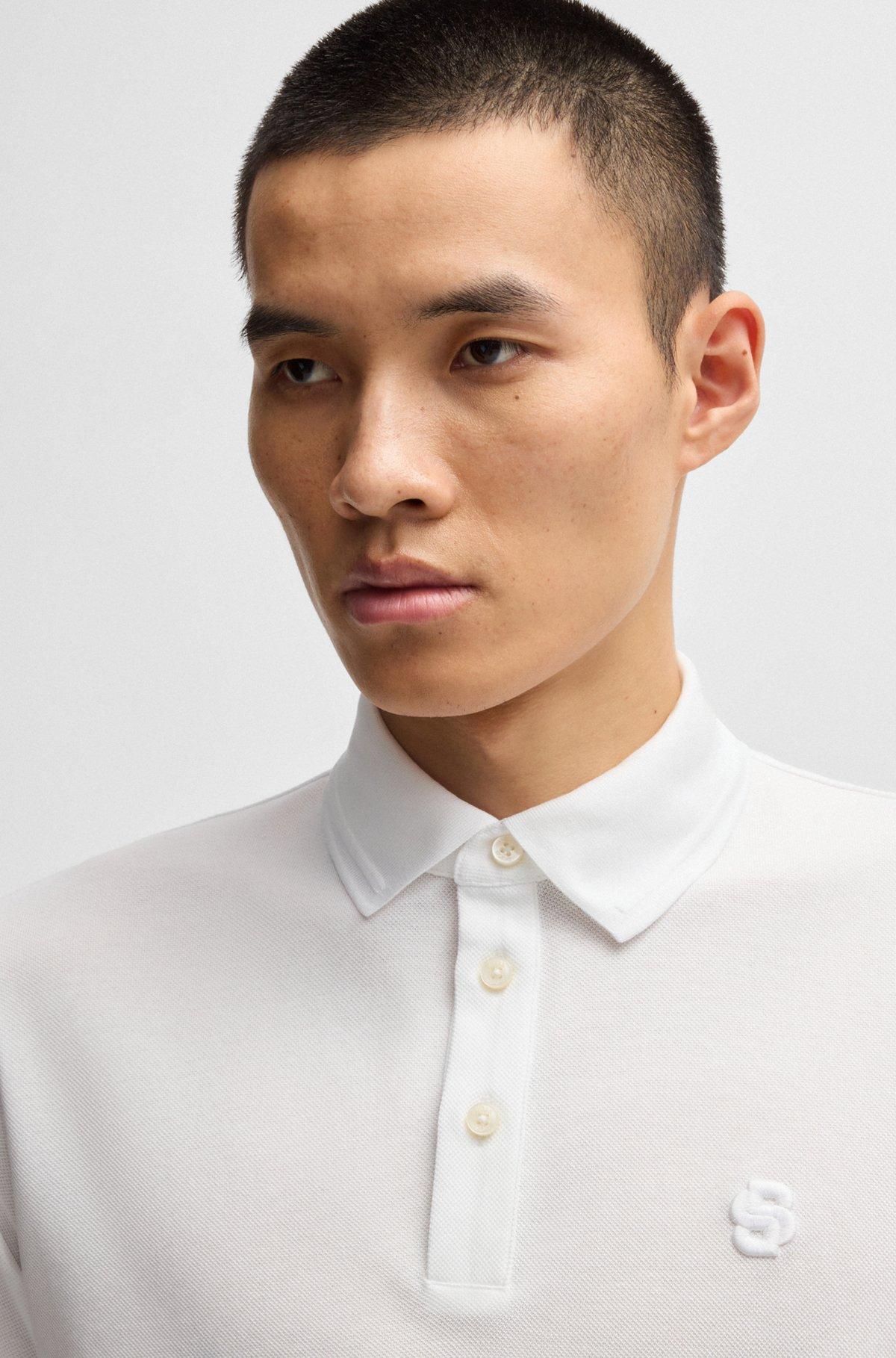 Cotton-piqué polo shirt with Double B monogram Product Image