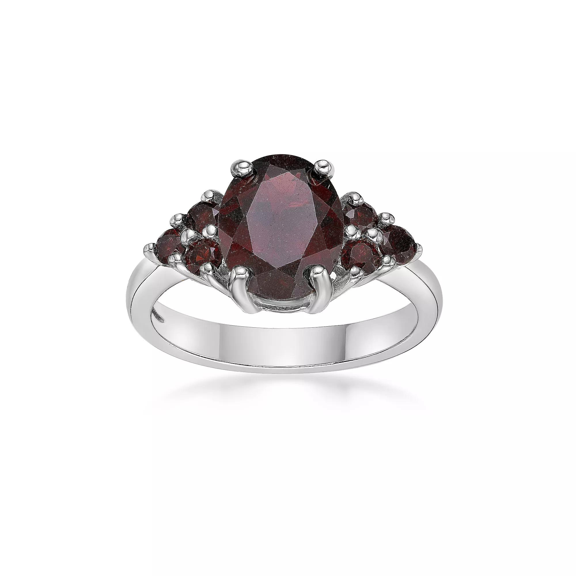Gemminded Sterling Silver Garnet Oval Ring, Women's, Size: 7 Product Image