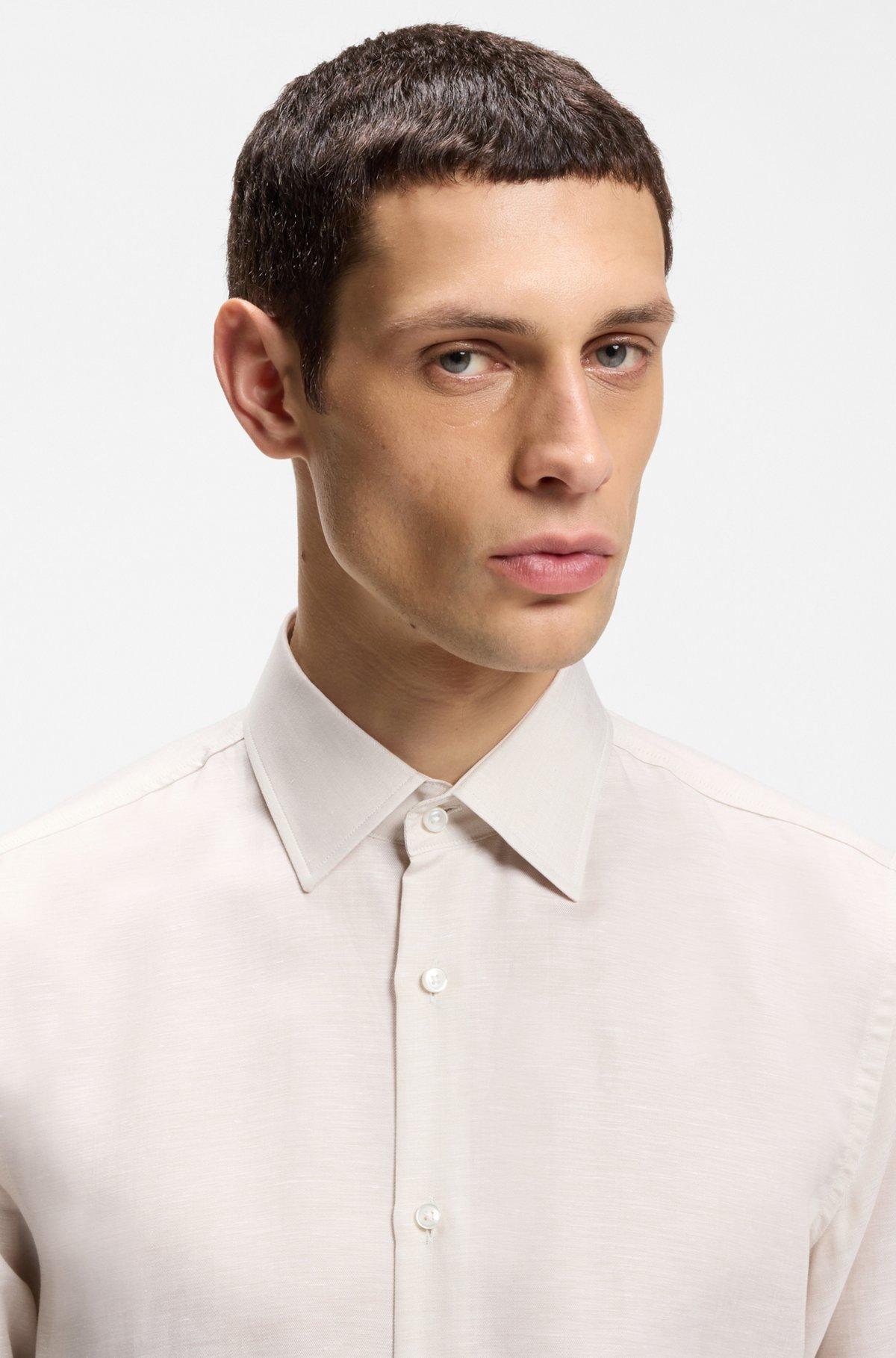 Slim-fit shirt in linen-blend twill Product Image