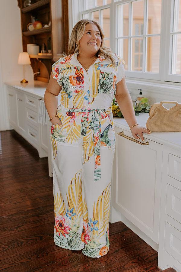 Tropical Tour Jumpsuit in White Curves Product Image