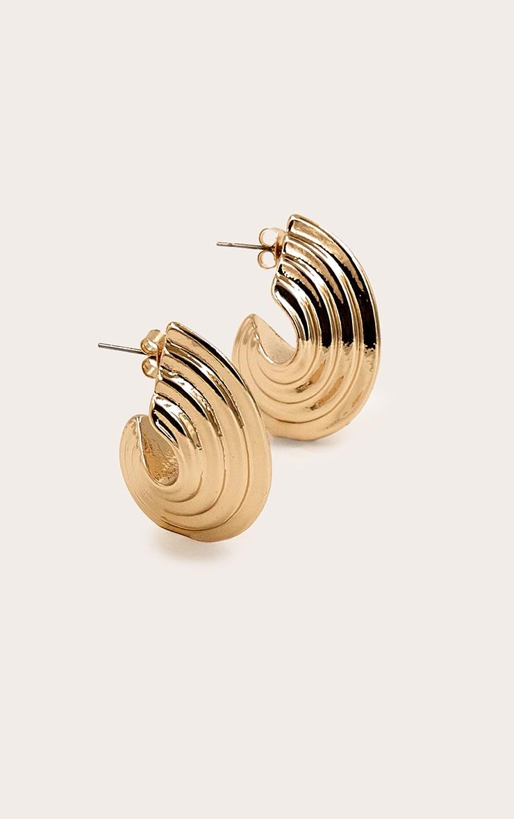 Gold Ridge Medium Hoop Earrings Product Image