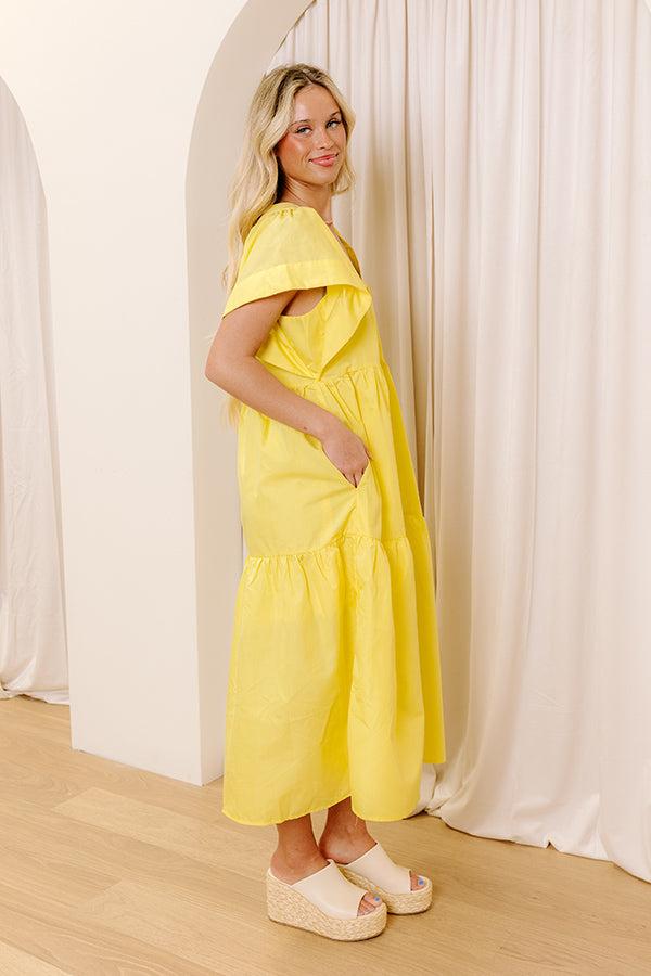 Subtle Charm Button Down Midi Dress in Yellow Product Image