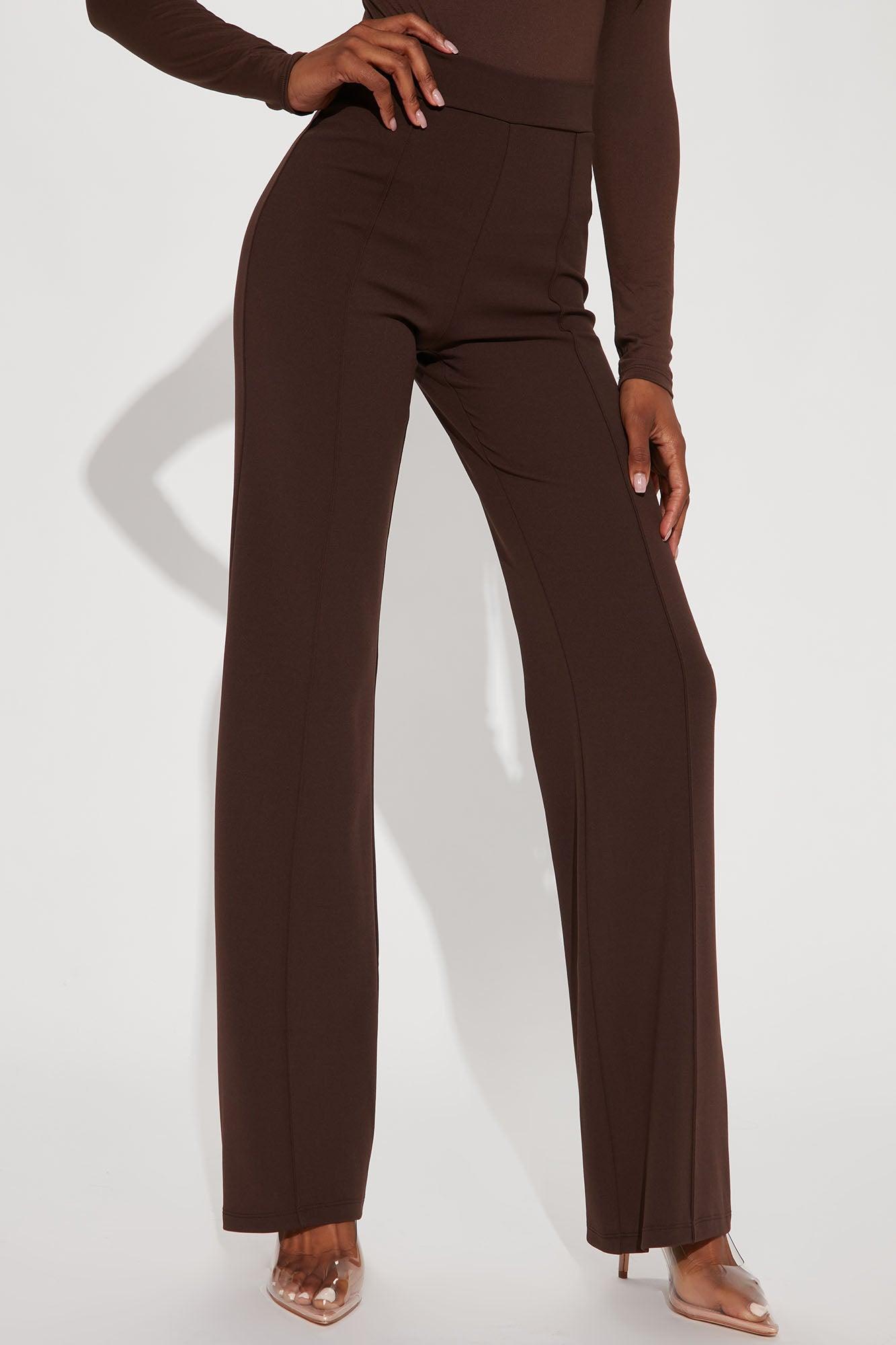Tall Victoria High Waisted Dress Pants - Chocolate Product Image
